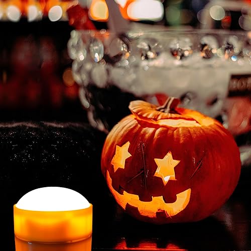 Miniatura 5 de iZAN Luces LED de calabaza a pilas con control remoto y temporizador, velas parpadeantes brillantes sin llama para decoración del hogar, fiesta de
