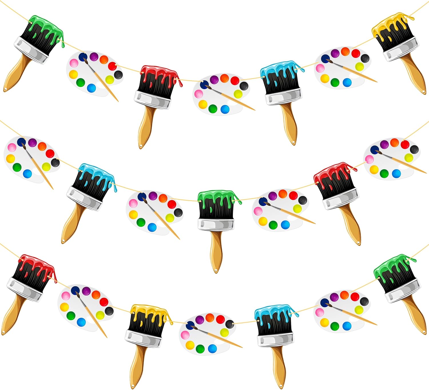 Art Painting Party Banner Decorations 3Pcs Paint Brush and Palette Design Banners for Art Paint Birthday Party Artist Baby Shower Supplies
