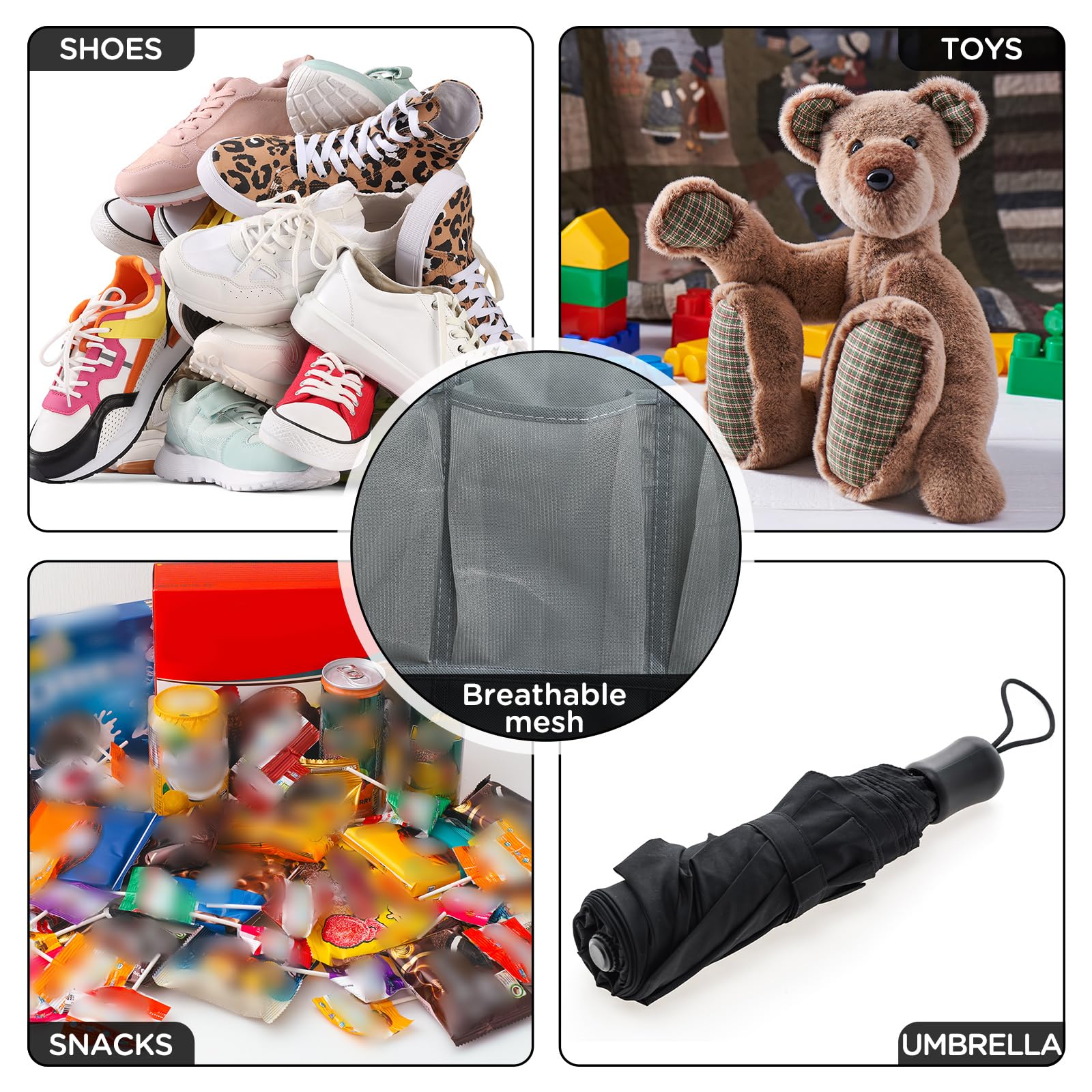 Dansydaisy Paquete de 2 zapateros montados en la pared para colgar sobre la puerta, organizador de zapatos con 9 bolsillos de malla para almacenamiento de zapatos de RV para baño, campamento (gris)