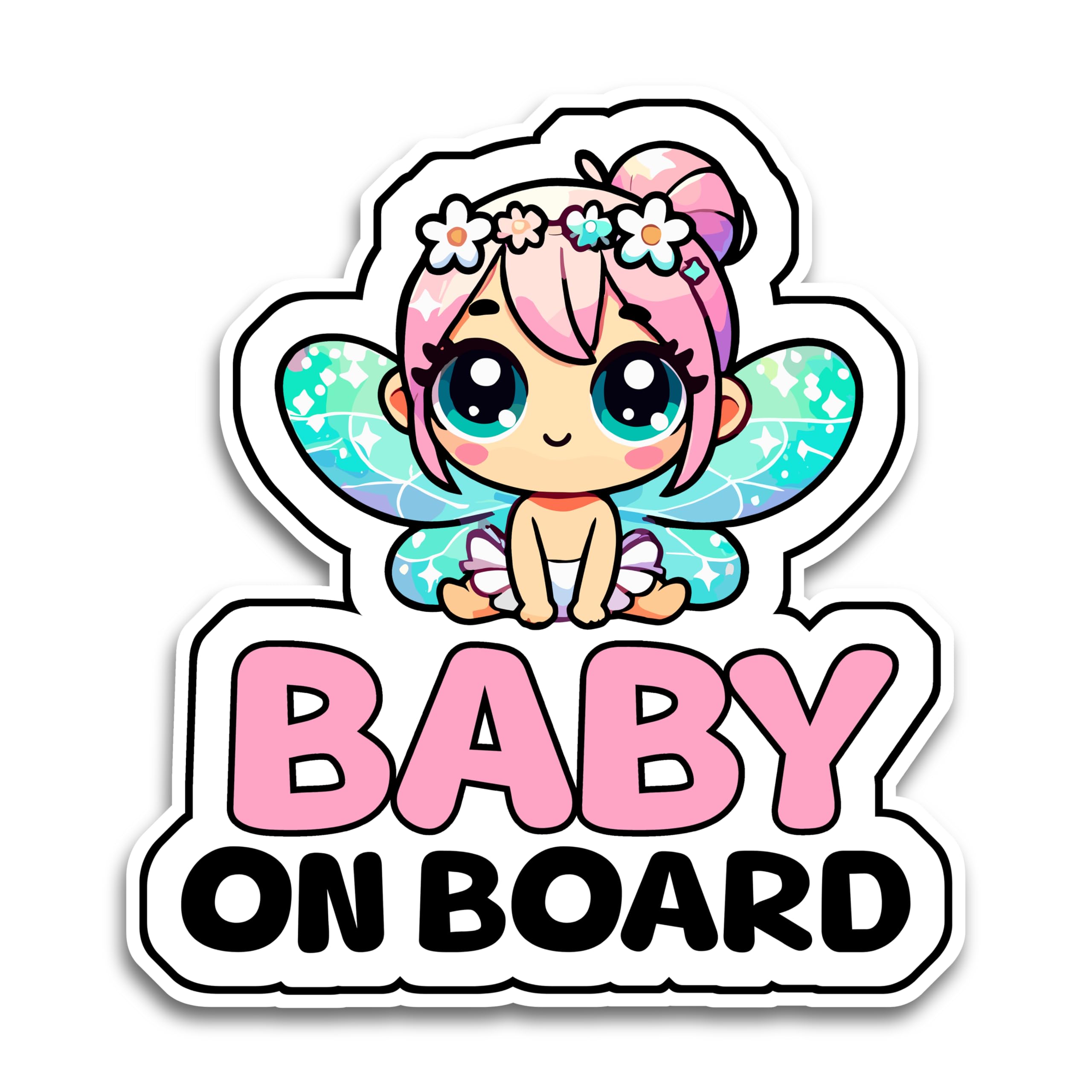 Baby on Board Sign for Car, Baby Fairy, High Visibility Window Sticker Badge, Easy Apply & Remove, Universal Safety Sign