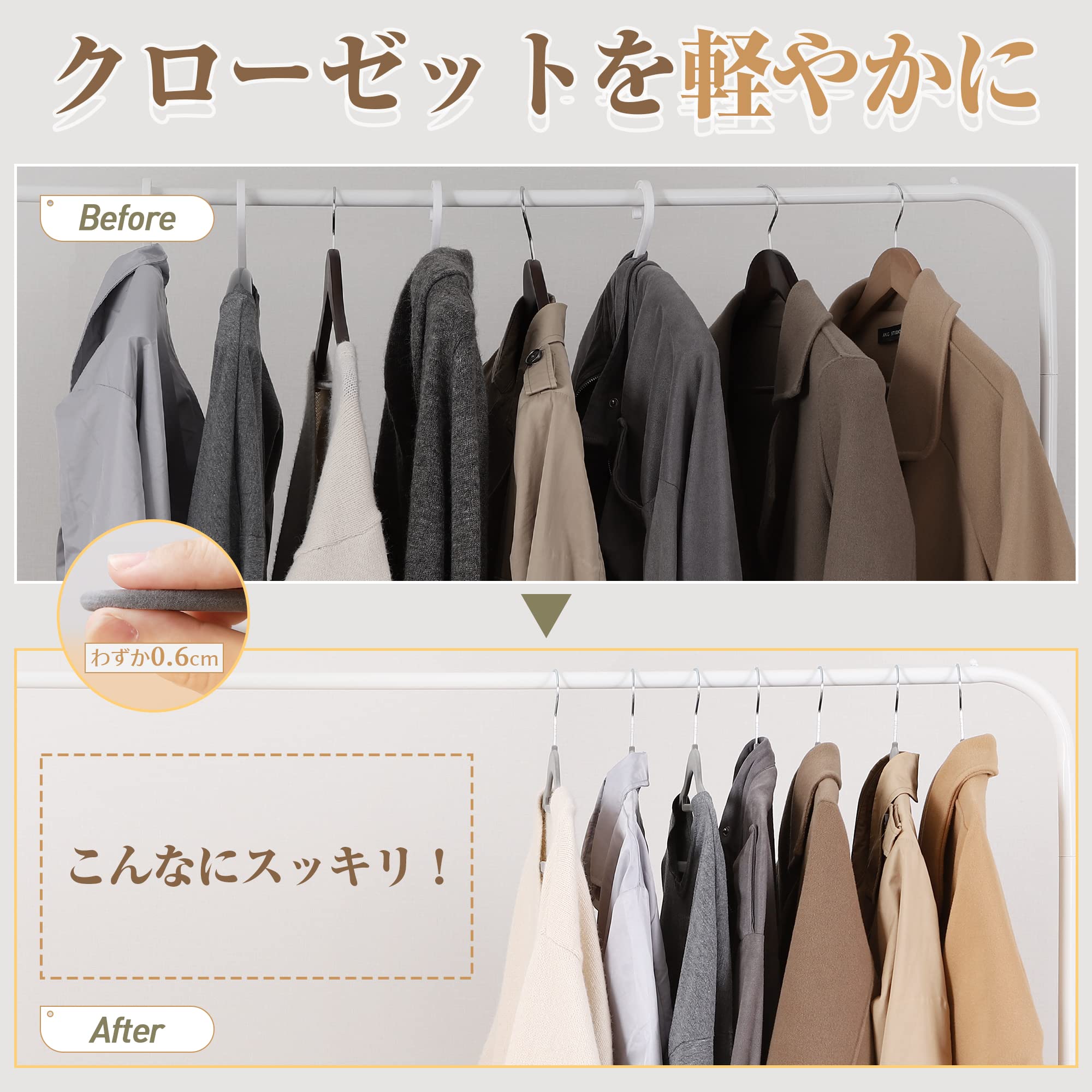 チチロバ(TITIROBA) ハンガー 30本セット シルバーグレー velvet hanger - 2