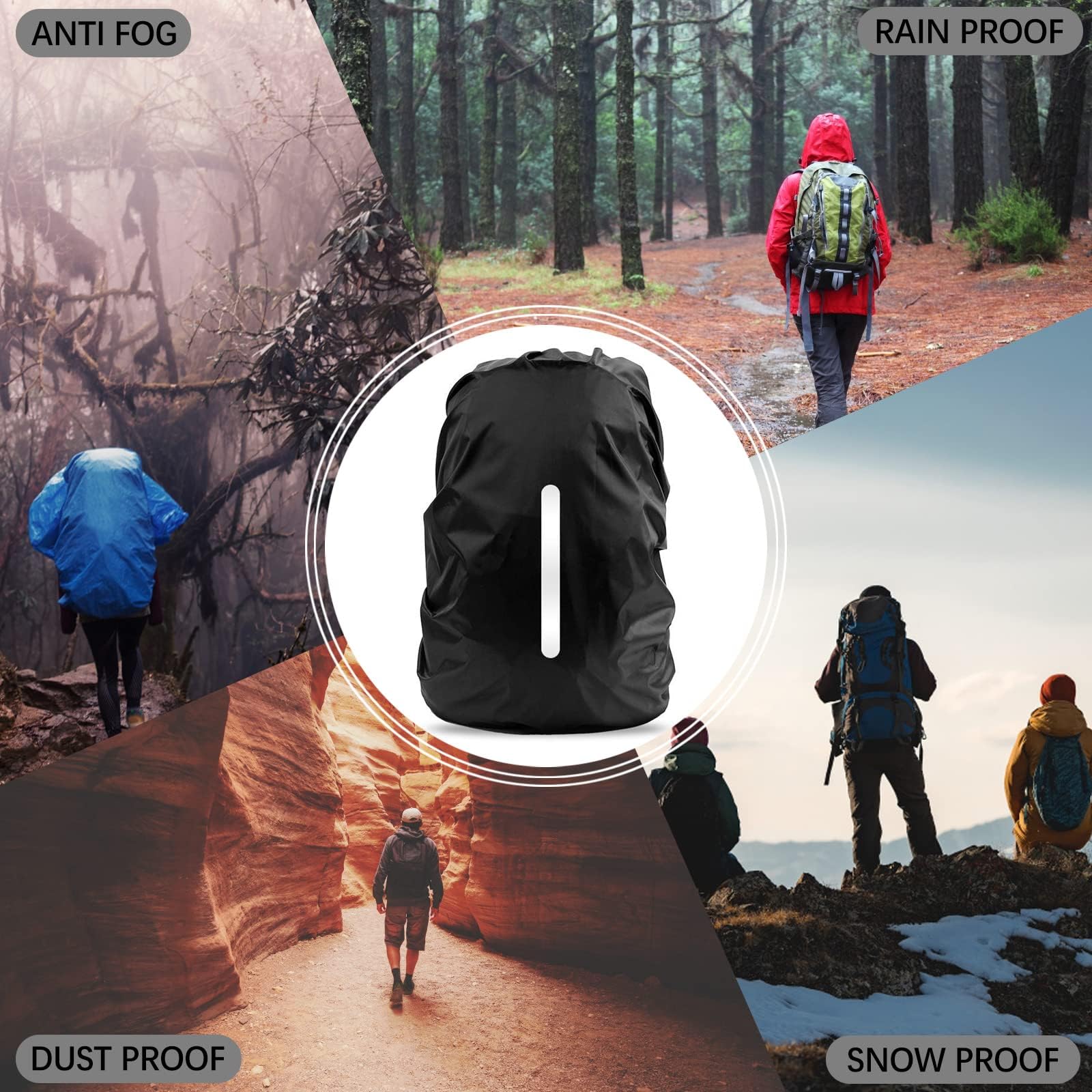 Housse De Pluie Pour Sac à Dos 30-50 Litres - Imperméable 2000mm - Bandes Réfléchissantes - Ultra Légère - Randonnée, Vélo, Voyage - 2