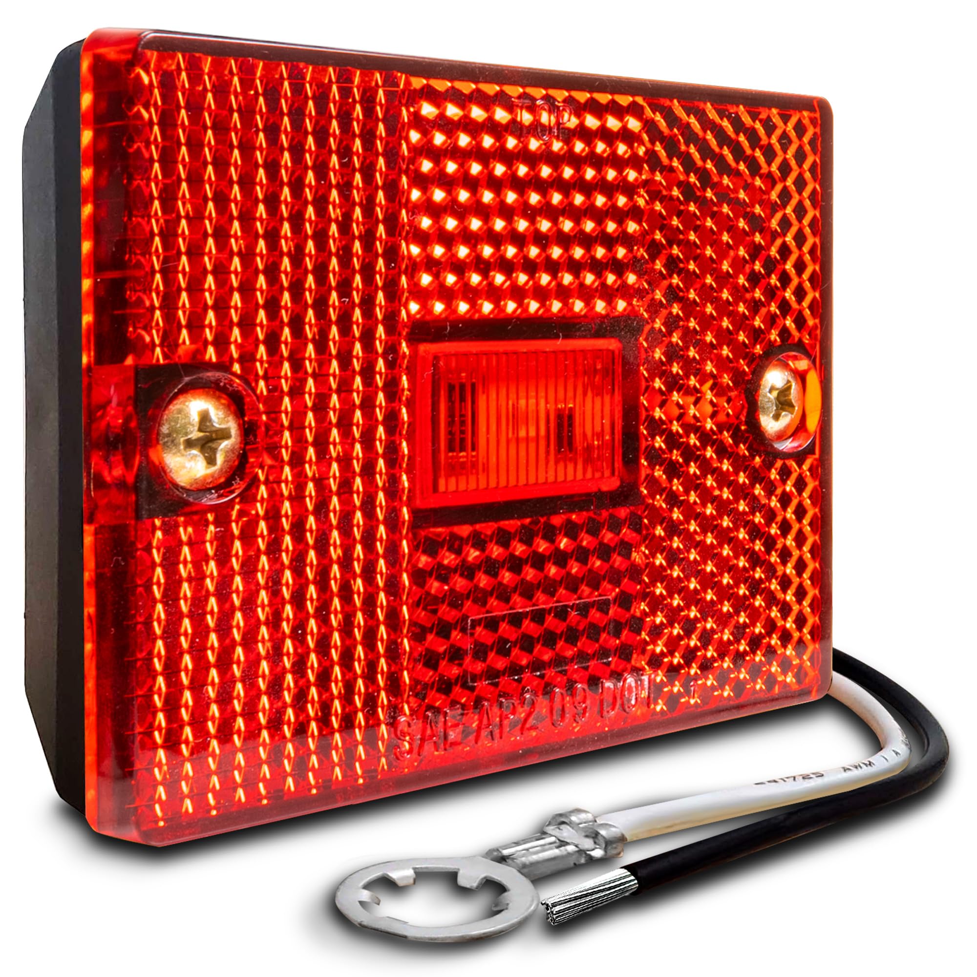 TRUE MODS 2x3 3x2 Inch Red LED Stud-Mount Side Marker Light [DOT FMVSS-108] [SAE AP2] [IP67 Waterproof] [Integrated Reflector] for Utility Boat Trailers Over 80" Camper RV Clearance Light