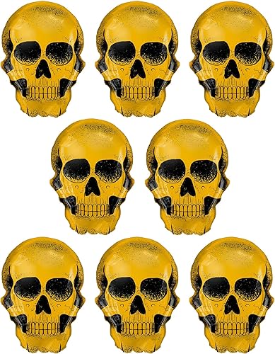 Globos de calavera de Halloween de 30.2 pulgadas, 8 globos de aluminio de esqueleto dorado para Halloween, Día de la Muerte, proveedor de decoración