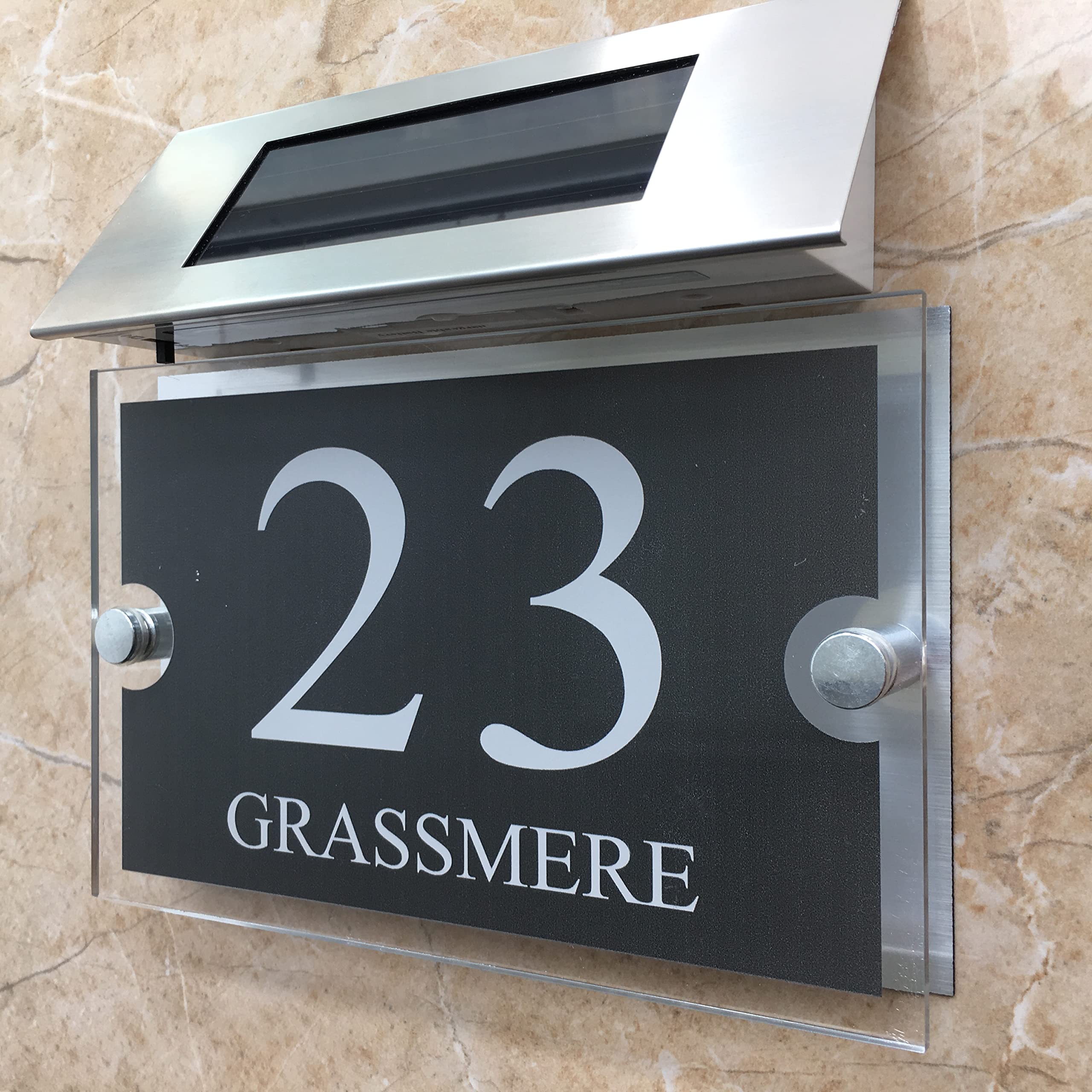 Moderno Número de Casa LED solar 1-9999 Exterior Personalizable