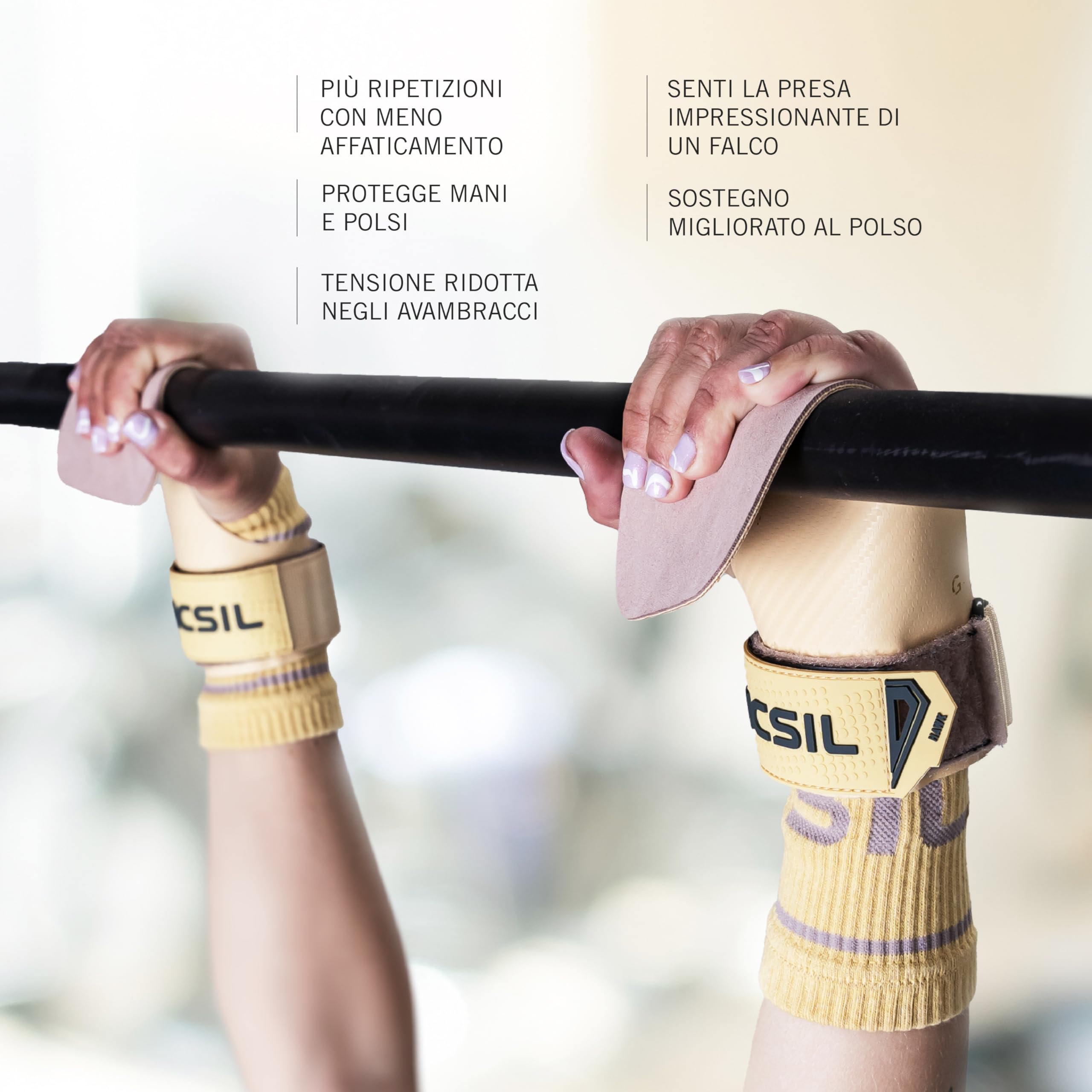 PICSIL - Paracalli Hawk, Grips Professionali, Barre Liscie e in Acciaio, Uso senza Magnesite, con Astuccio e Polsini, Ideali per Cross Training, Calisthenics e Ginnastica