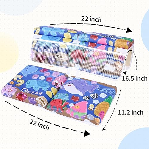 Miniatura 5 de Rodillera de baño y coderas para bebé con bolsillos organizadores de juguetes, almohadilla gruesa para rodillas de baño para bebés y niños pequeños,
