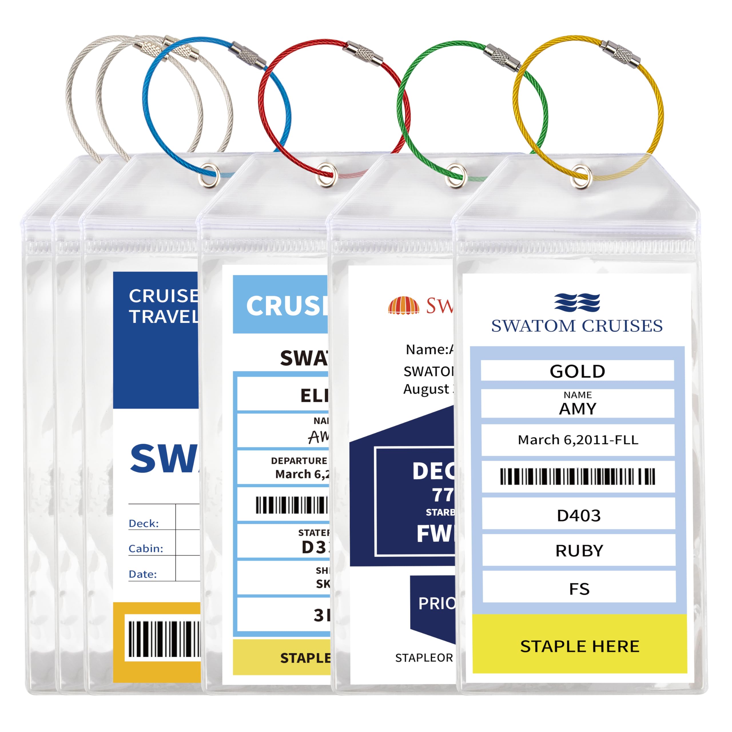 SWATOM Cruise Luggage Tags for Suitcases 4 Sets NCL, Carnival, Princess & MSC Waterproof Clear Luggage Bag Tag Holders for 2025 & 2026 Cruise Ships Essentials