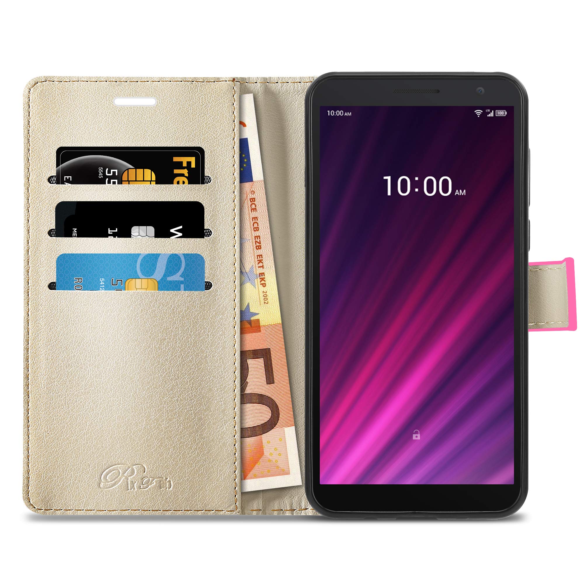 Custodia Portafoglio In Pelle Per Alcatel 1B (2020) 5002D - Con Slot Carte E Supporto - Rosa - 2