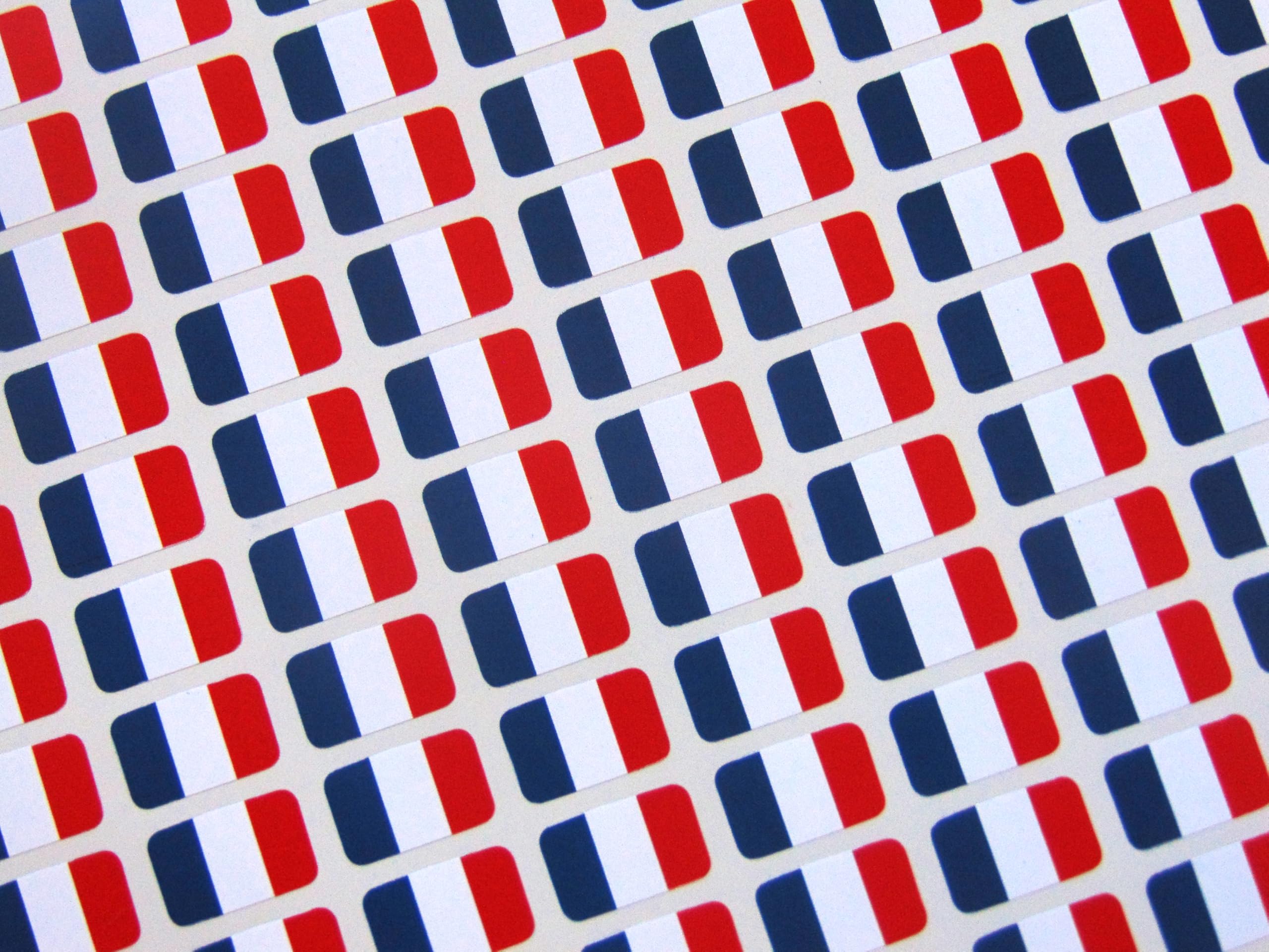 Pack of 110 Small Mini 16x10mm France French Durable Plastic Flag Stickers, Sticky Labels