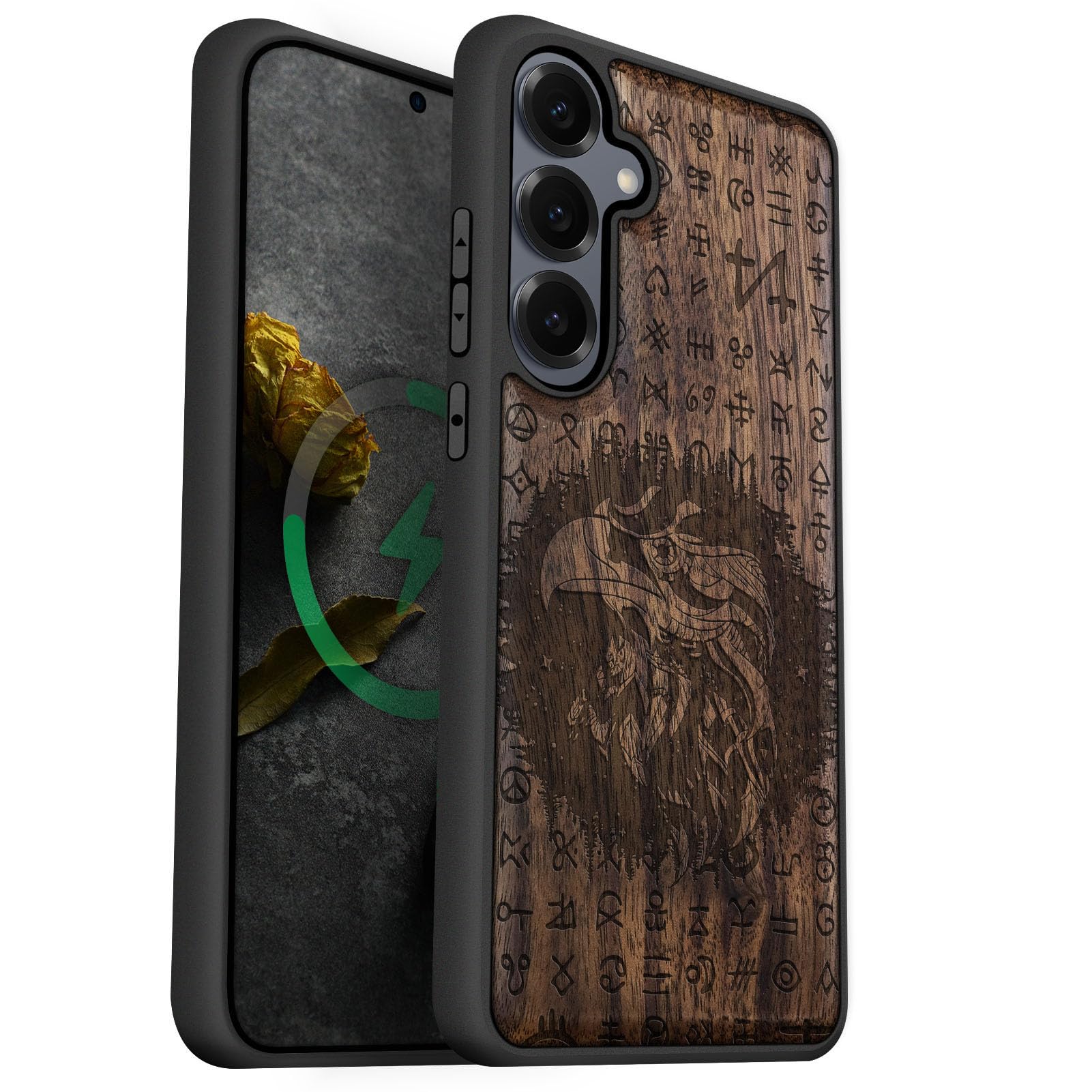 Coque antichoc Galaxy S25 bois véritable étui magnétique Carveit S25 - 7