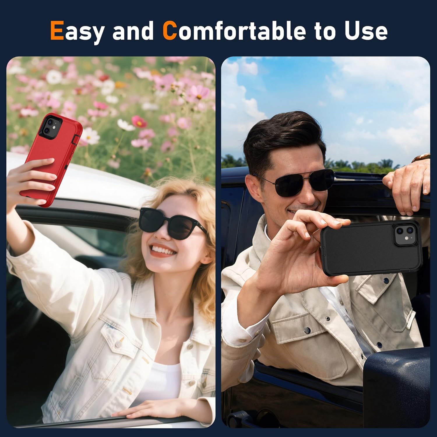 for iPhone 12/iPhone 12 Pro Case with [2 Pack] HD Screen Protector, [Military-Grade] Shockproof Dust/Drop Proof 3-Layer Full Body Protection Heavy Duty Case, Black - Image 7