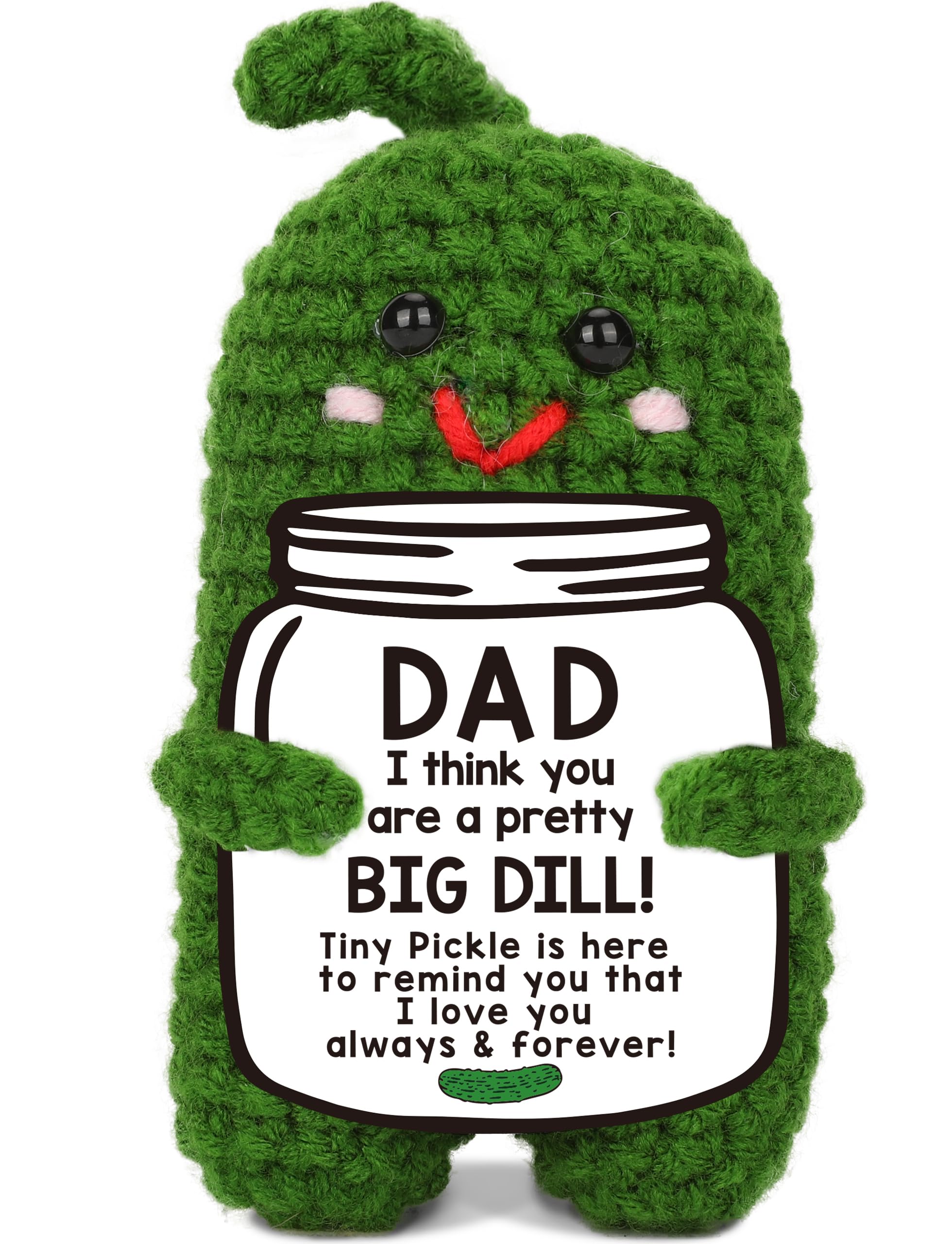 MAMAGIFTREE Christmas Dad Gifts from Daughter or Son, Birthday Gifts for Dad -Stocking Stuffers I Love Best Dad Ever Gifts Thank You Daddy Gift Funny Handmade Crochet Pickle Plush