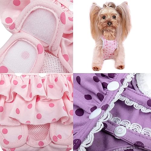 Miniatura 5 de 2 piezas de pañales lavables para hembra con tirantes, cómodos pañales reutilizables para cachorros, bragas sanitarias para perros, ropa interior