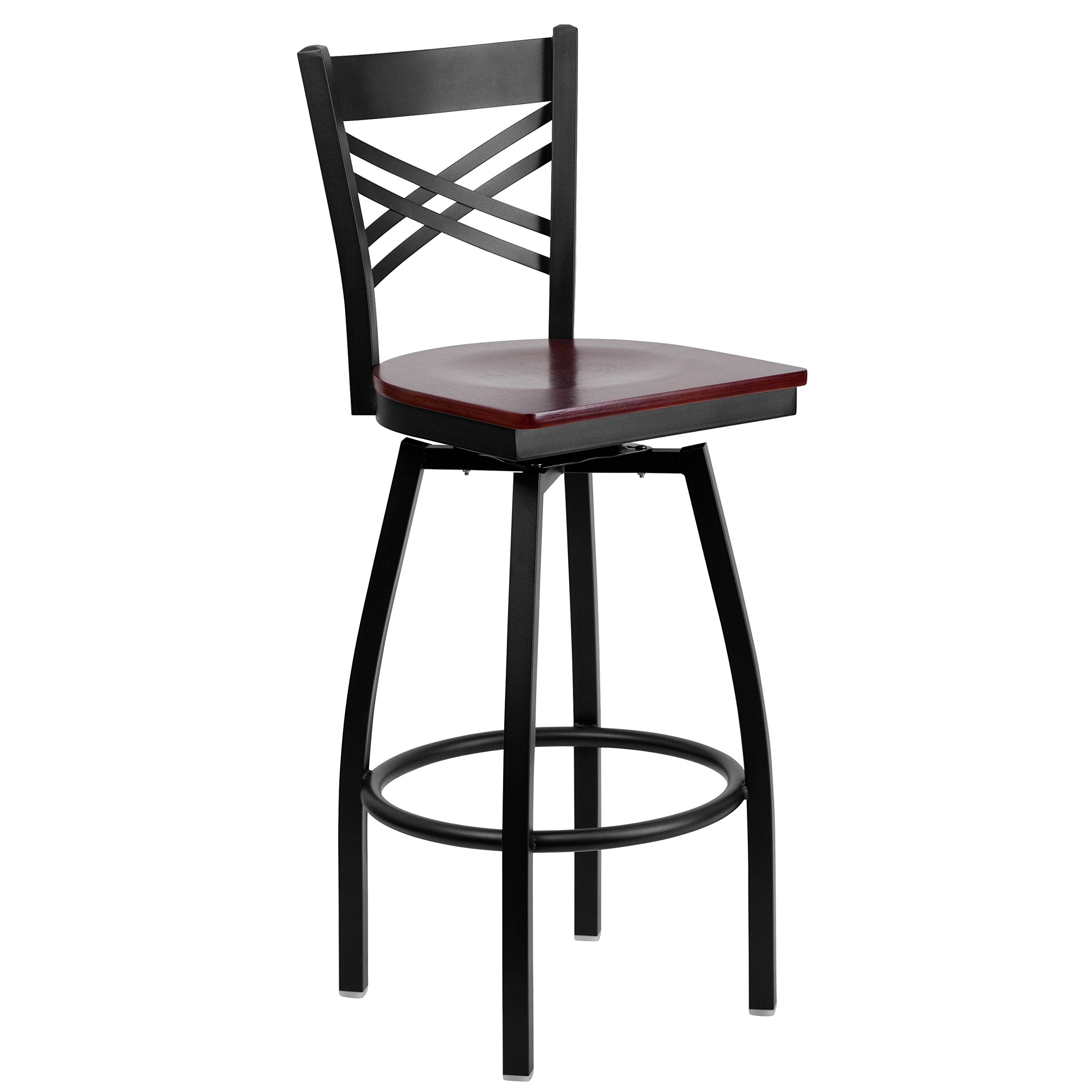 Flash Furniture Mahogany Wood Seat/Black Metal Frame / 1 Pack / Traditional Barstools