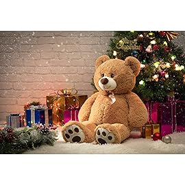 HollyHOME Teddy Bear Stuffed Animal Plush Giant Teddy Bears with Footprints Big Bear 36 inch Tan