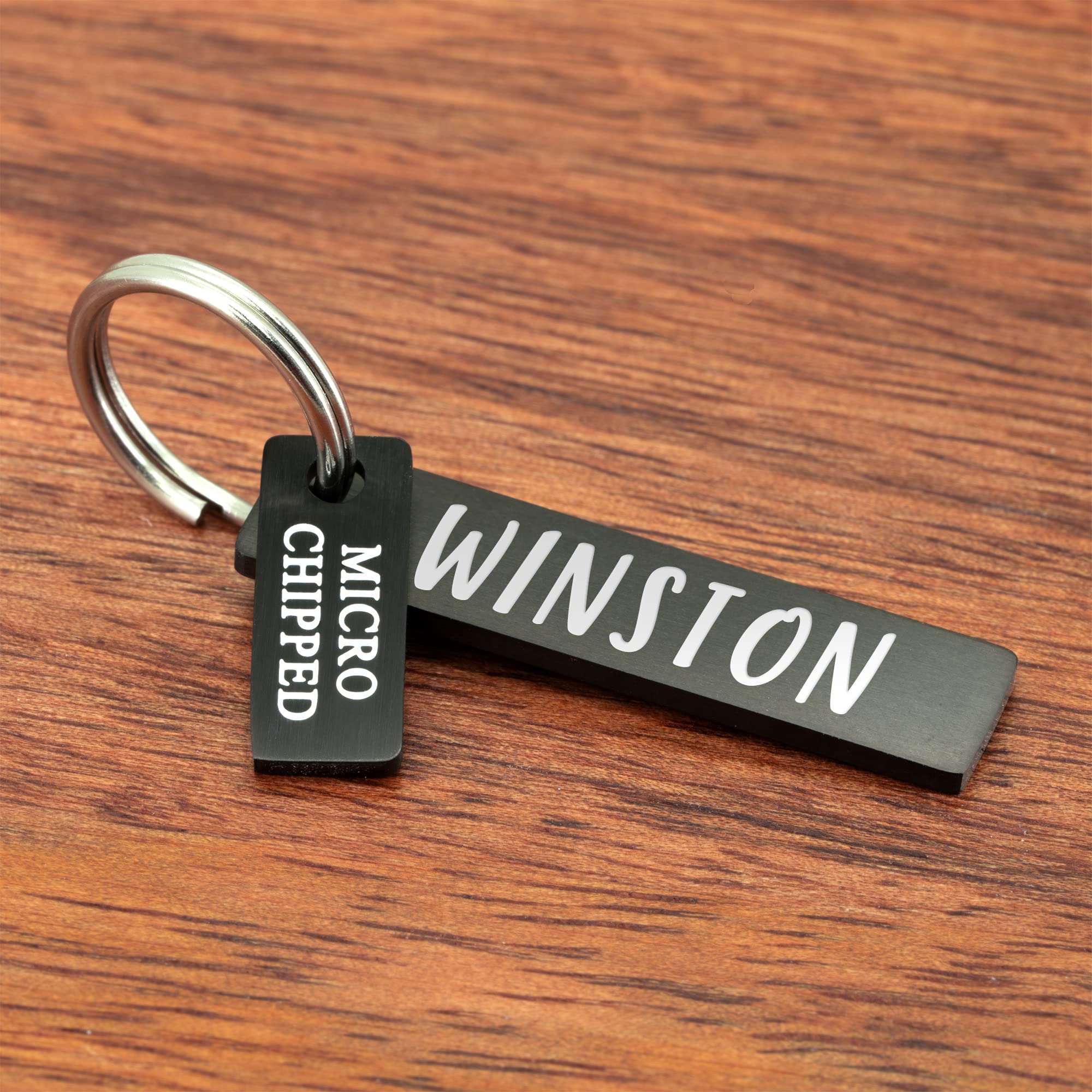 Ultra Joys Small Dog Tags Engraved for Pets - Microchipped Dog Name Tags Personalized - Cat Tags Personalized Small Both Sides Engraved - Pet Tag Bar with Microchipped Tag Regular Black