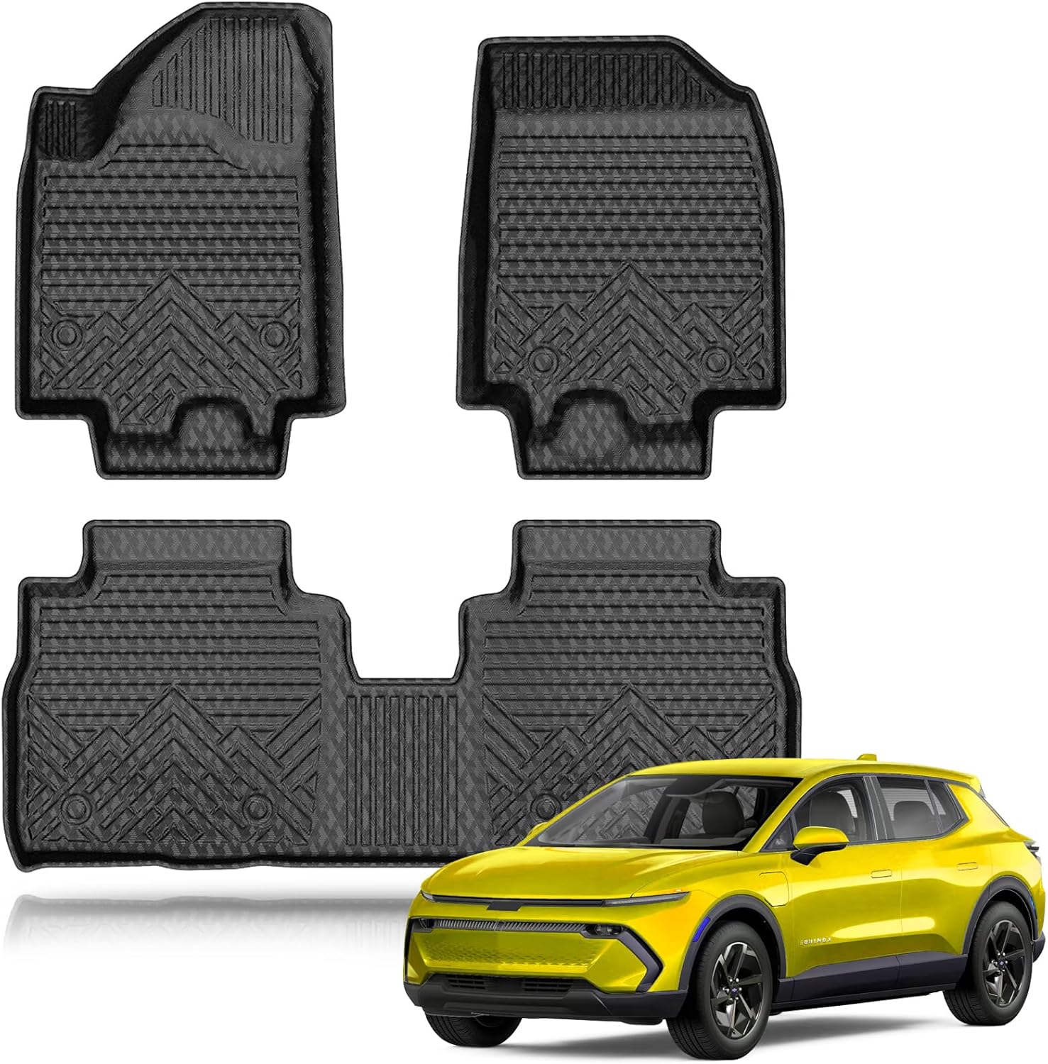 KUST Floor Mats for Chevy/Chevrolet Equinox EV 2024-2025 2026 (Not for Gas), All Weather TPE Rubber Front Rear 2 Row Floor Liners for Equinox Accessories High Edge For Equinox EV 2024-2026 ? Floor Mats