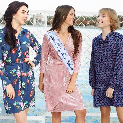 Miniatura 4 de Something Blue Before I Do - Decoración de despedida de soltera con texto en inglés "Something Blue Before I Do", banda de perlas claras, banda