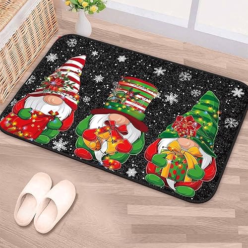 Miniatura 7 de Ceenna Tapete de Navidad suave para baño, absorbente, de Navidad, decoración de baño, antideslizante, pequeño, lavable para interiores y exteriores,