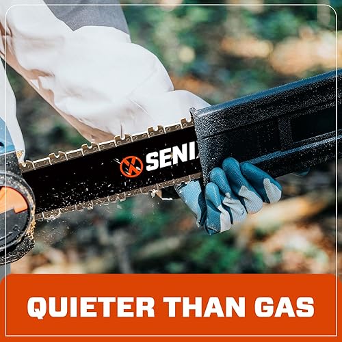 Miniatura 3 de SENIX Motosierra eléctrica de 60 V y 16 pulgadas, motosierra inalámbrica a batería, motosierra sin escobillas, incluye batería de 4 Ah y cargador,