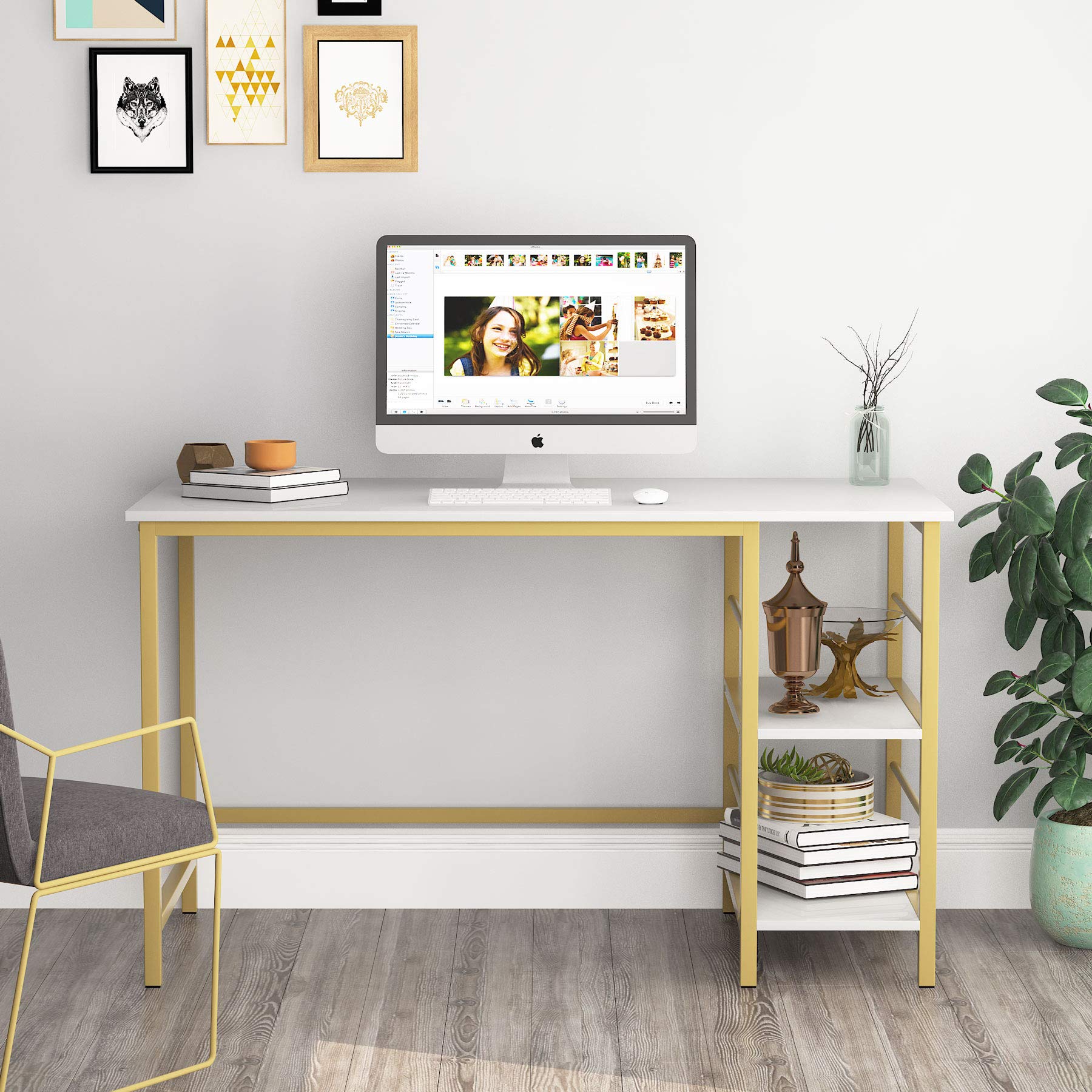 Tribesigns Computer Desk with Storage Shelves, Modern Study Desk