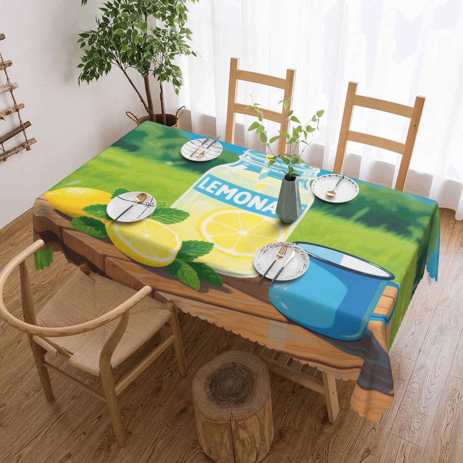FekiLoot Rectangle Tablecloth 54 X 72 Inch, Classic Stain ‎Resistant Table Cloth Reusable Washable Table Cover Lemonade Tabletop Decor for Kitchen Dining Party Indoor Outdoor Use