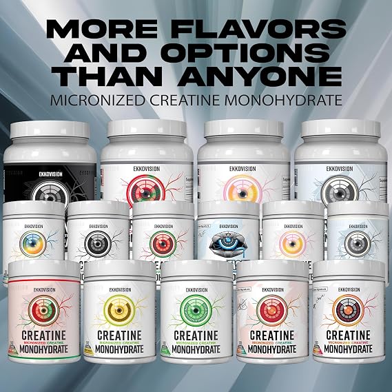 Ekkovision Creatine Monohydrate Powder, Micronized, Grape, Pre Workout & Post Workout Supplement for Men and Women, Energy Support, Easy to Mix in Shakes, Smoothies & Beverages, 100 Servings