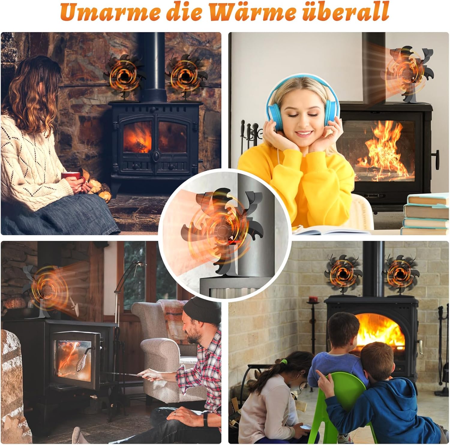 Celkový pohľad na krbový ventilátor