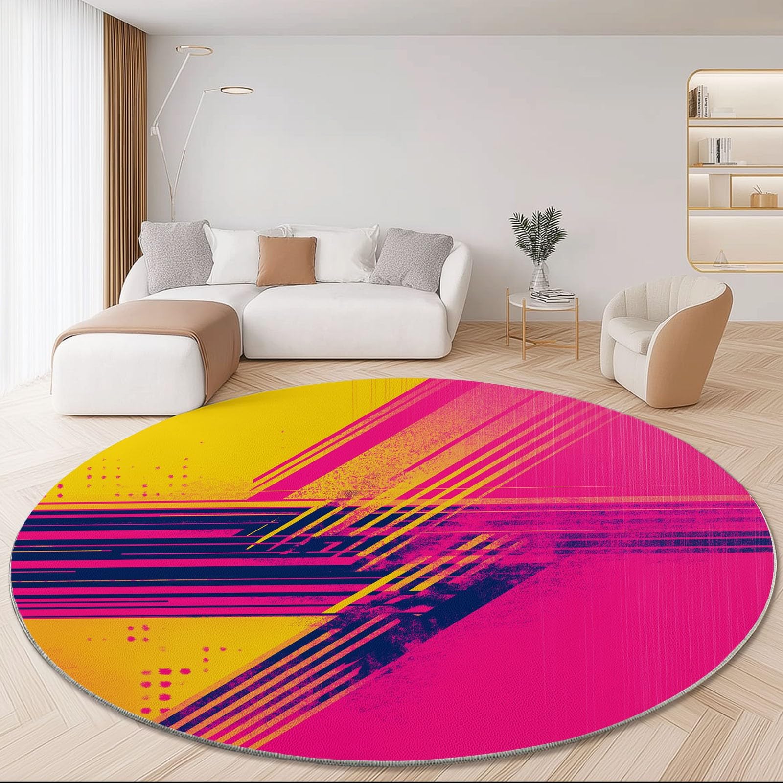 Tappeto rotondo 245 cm, tappeto moderno antiscivolo, in flanella colorata, lavabile, morbido, per cameretta dei bambini, stanza dei giochi, camera da letto, 245 cm