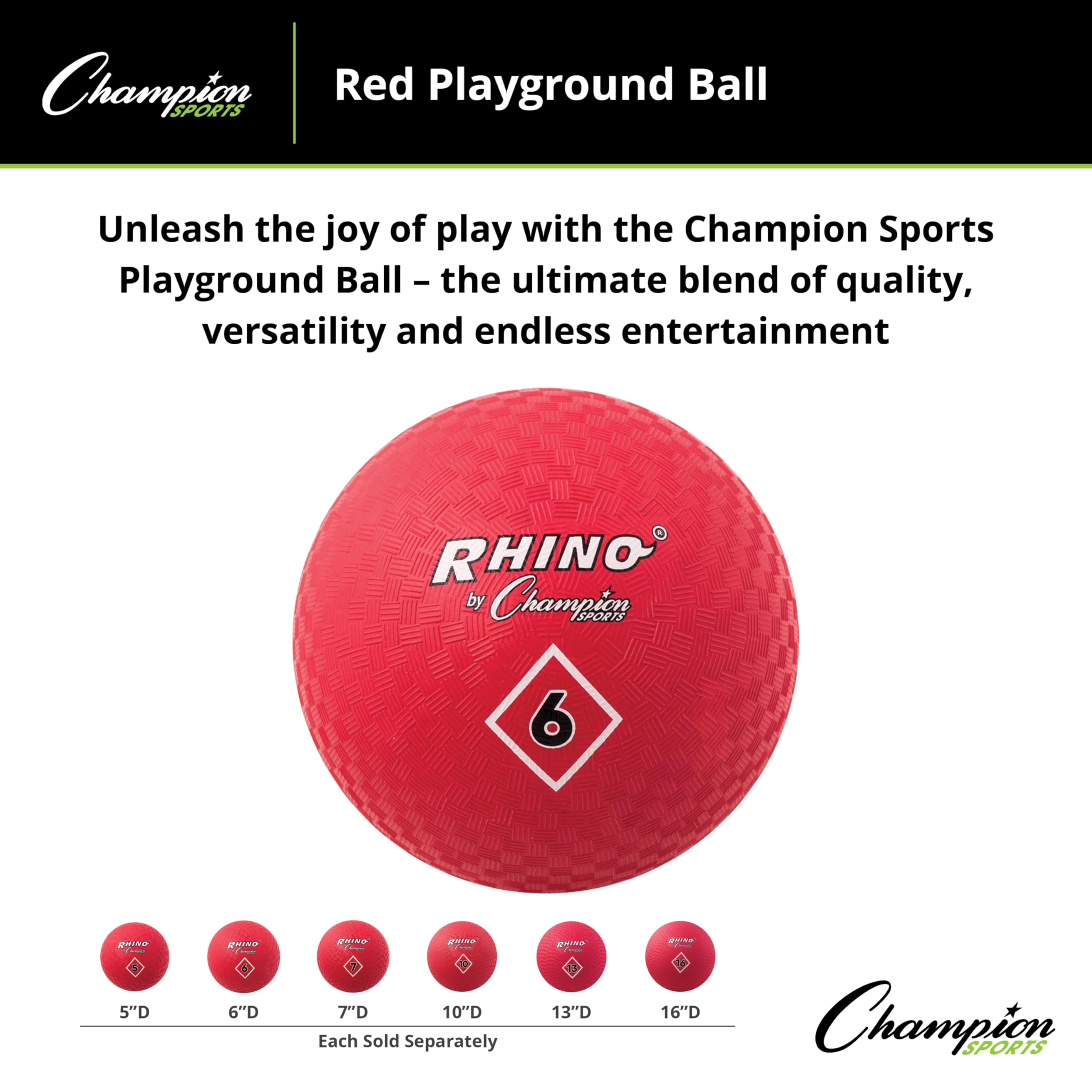 Champion Sports Playground Ball, 6", Red - Image 5