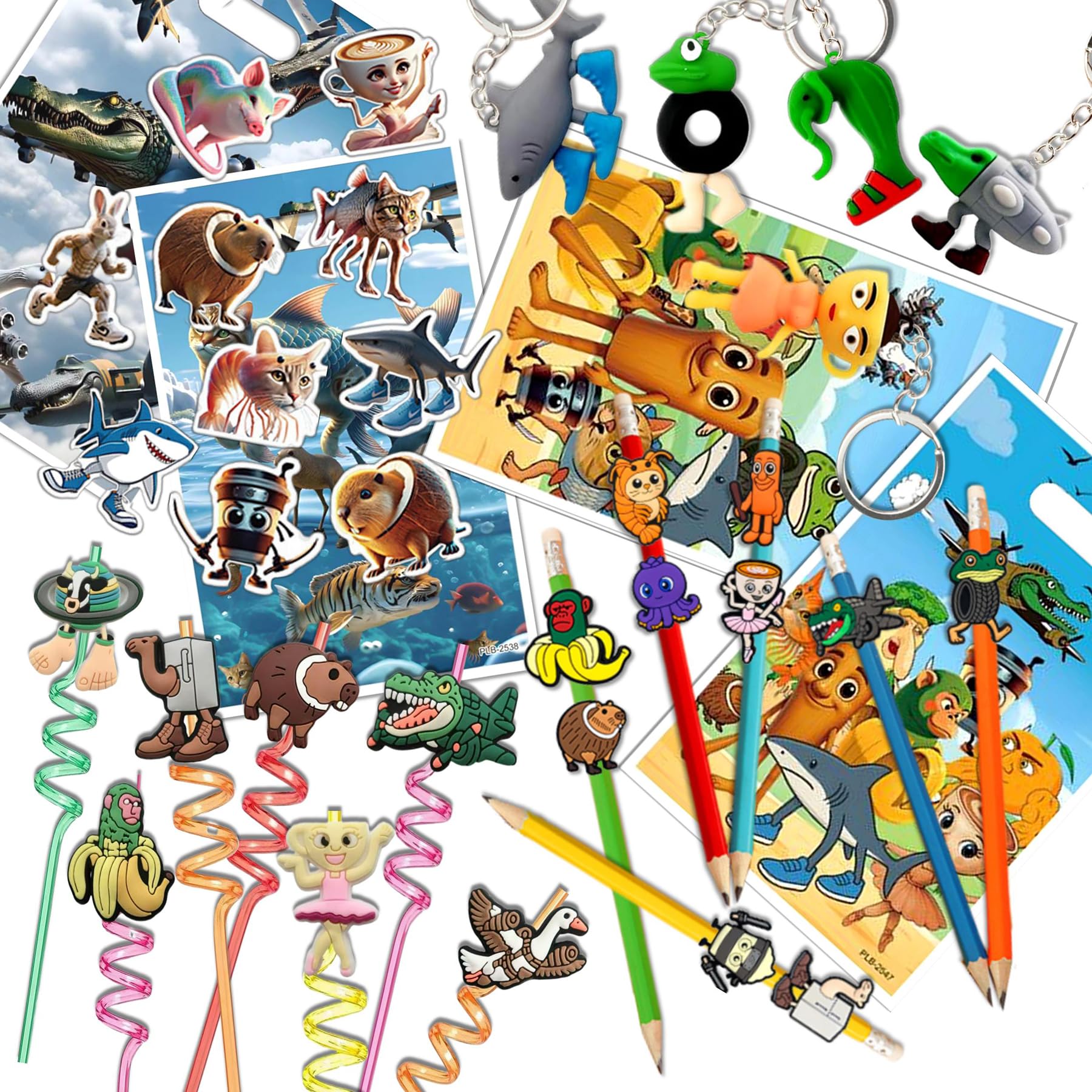 Rolpants Italian Brainrot Party Bags Fillers, 90 Pcs Party Favors Pack Prizes Gifts, 10 Treat Goodie Bags, 10 Keychain - Image 4
