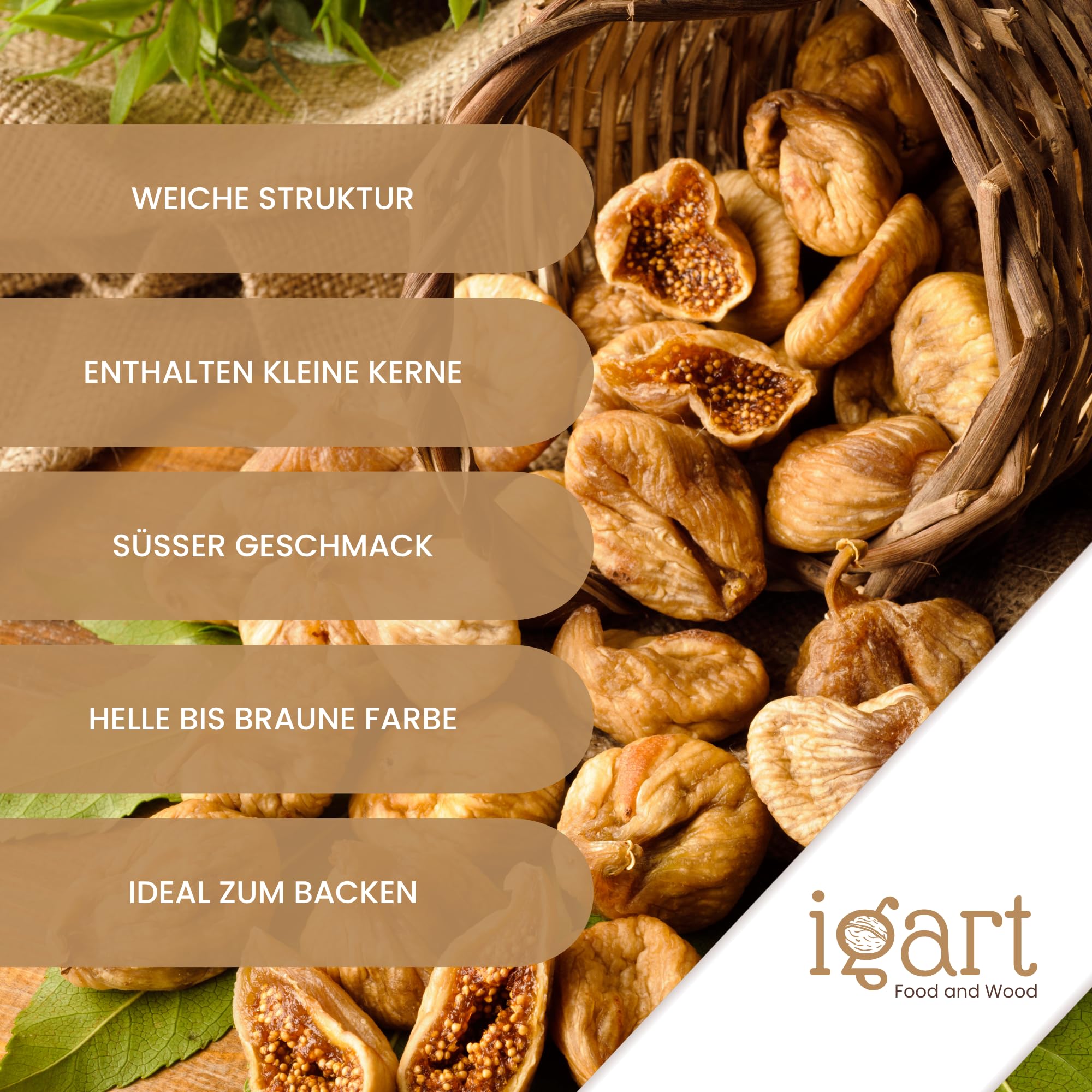Getrocknete Feigen 10kg, Ganze Feigen naturbelassen, 1A Qualität, Ideal als Snack, im Müsli oder zum Backen, natürliche Süße