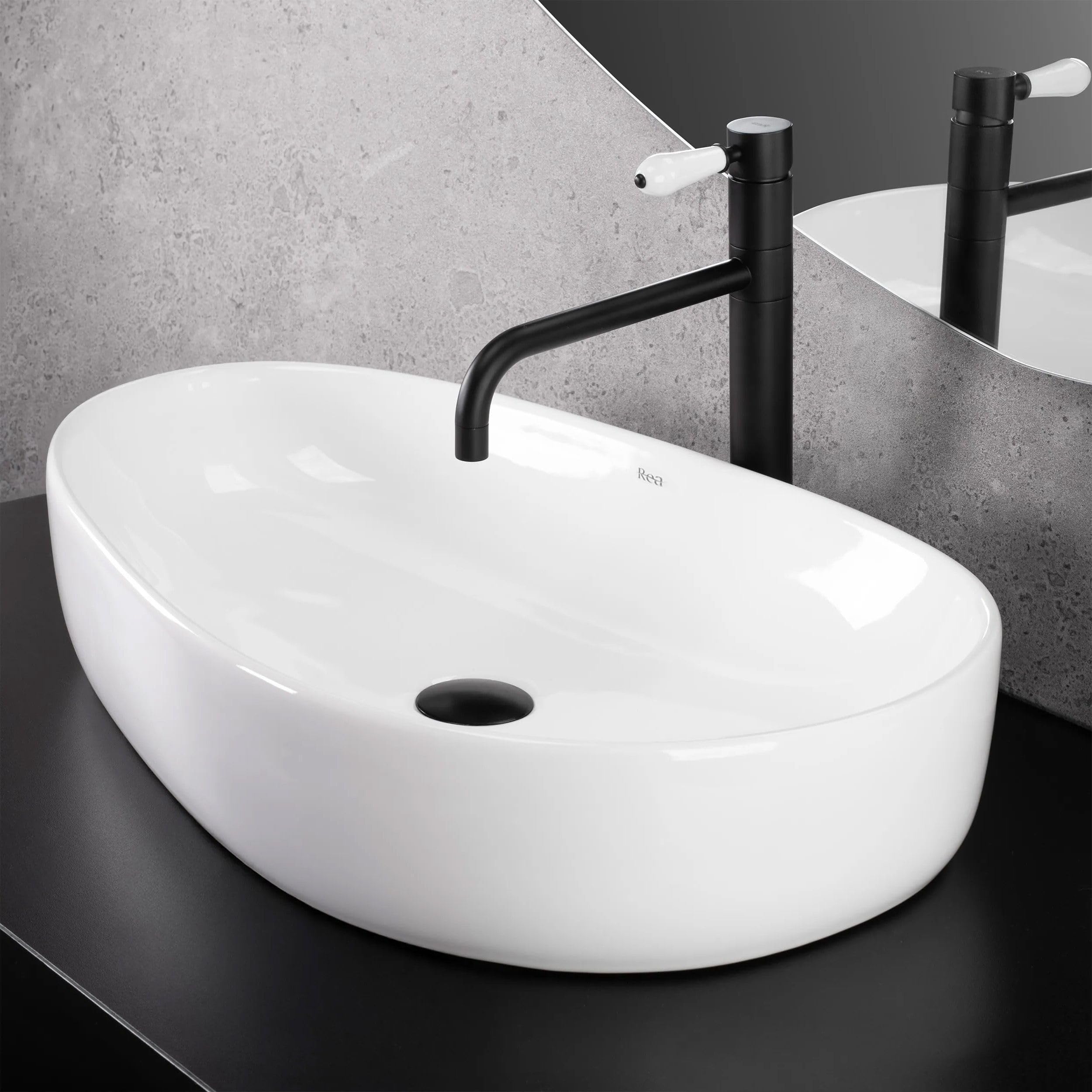 Lavabo Sobre Encimera Rea Sandra White 65X40X13Cm