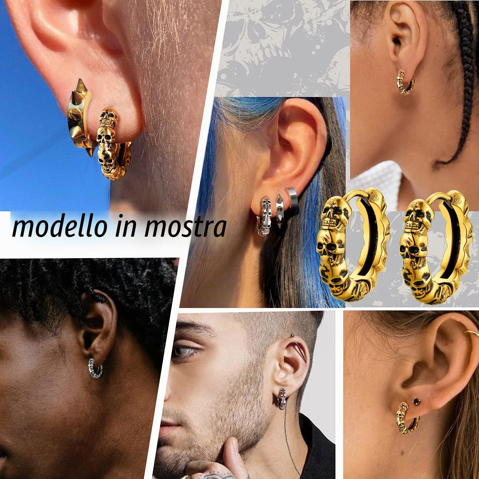 PROSTEEL Orecchini Teschio Donna Uomo Punk in Acciaio Inossidabile 11mm con Confezione Regalo