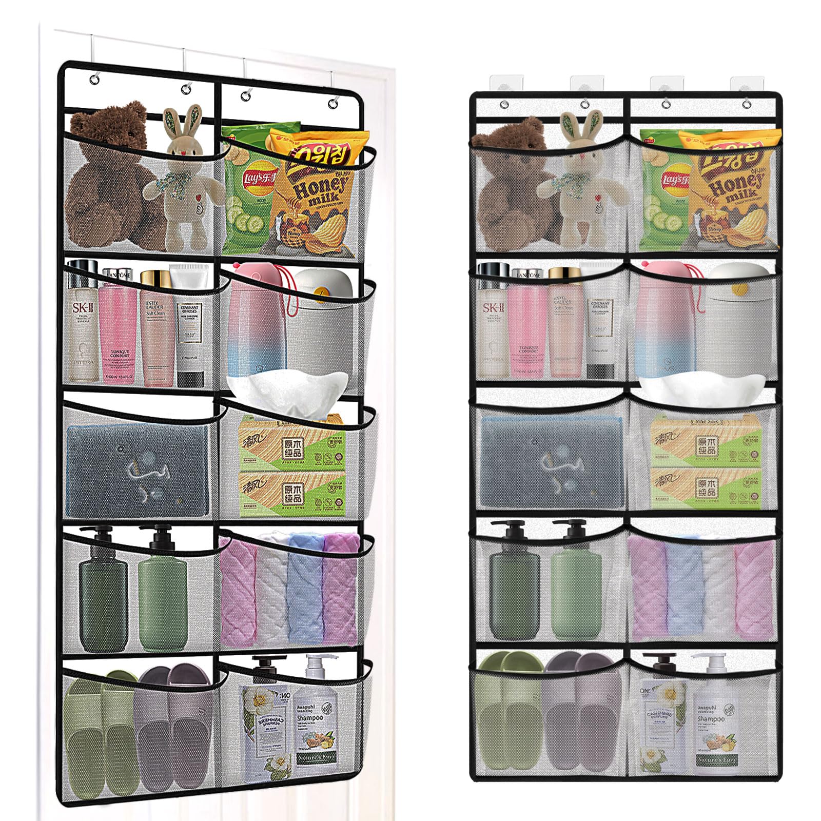 Hanging Organiser,Over Doors Storages Organiser,Hanging Mesh Storages Pockets with 10 Mesh Pockets,Large Capacity Back of Doors Storage,Collapsible door Storage for Bedroom Bathroom Closet