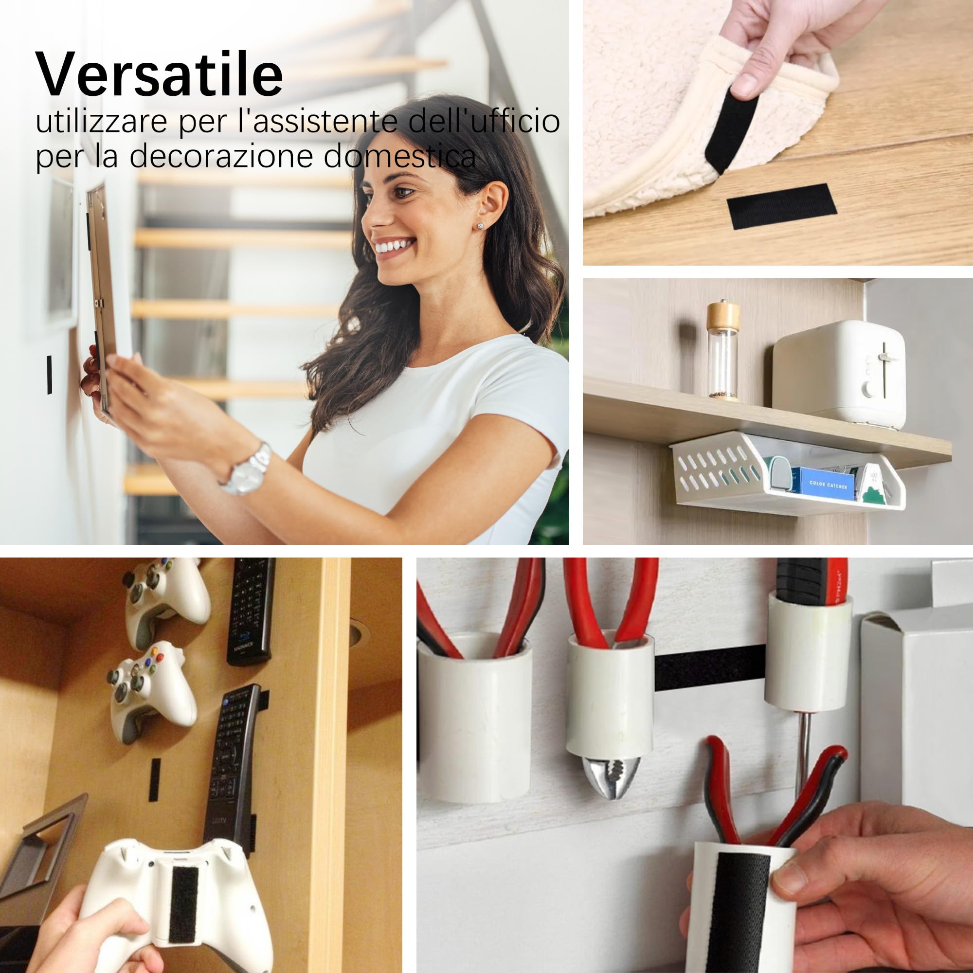 EOTW Feltro Adesivo Forte Biadesivo,30 Pezzi Extra Forte Autoadesivo Adesivo A Strappo Per Le Faccende Domestiche Fai Da Te Nero 10 Pezzi 3 x 10 cm e 10 Pezzi 6 x 6 cm e 10 Pezzi 5 cm Diametro Rotondi