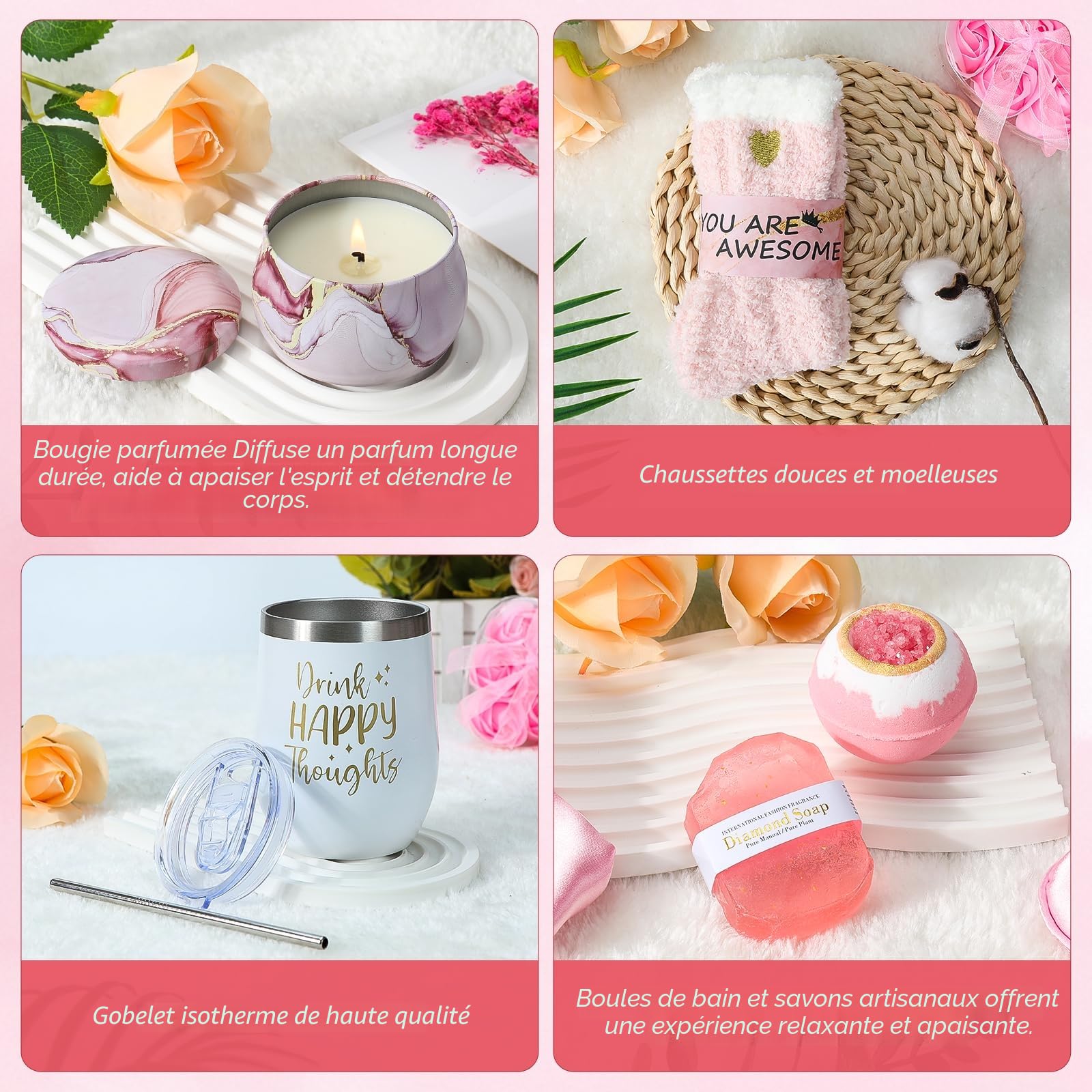 Coffret Cadeau Femme Personnalisé,Coffret Cadeau Femme Anniversaire,Idée De Cadeau Pour Les Fêtes,Idées De Cadeaux D'anniversaire Pour Maman, Petite Amie, Sœur, Collègue