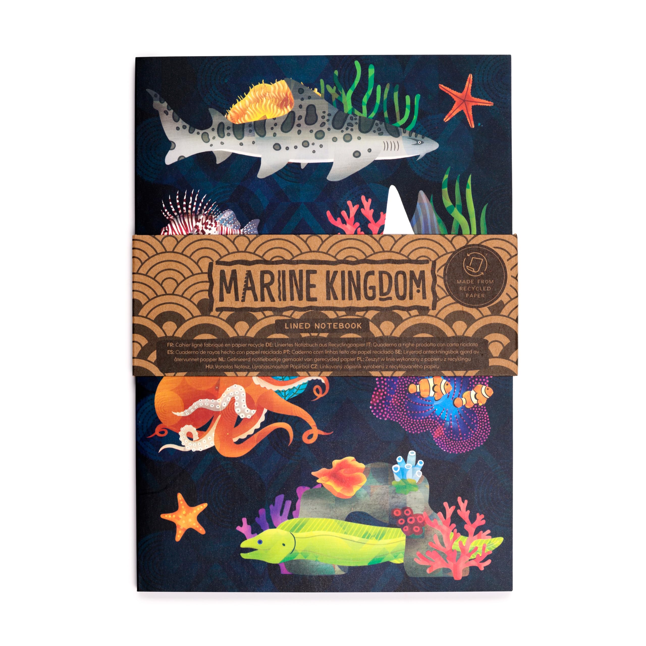 Puckator Marine Kingdom Recycled Paper A5 Notebook - School Teacher Student Homework Study Planner Notepad - Collage University Essentials Journals Planners - Jotter Uni Gifts Stationery Supplies