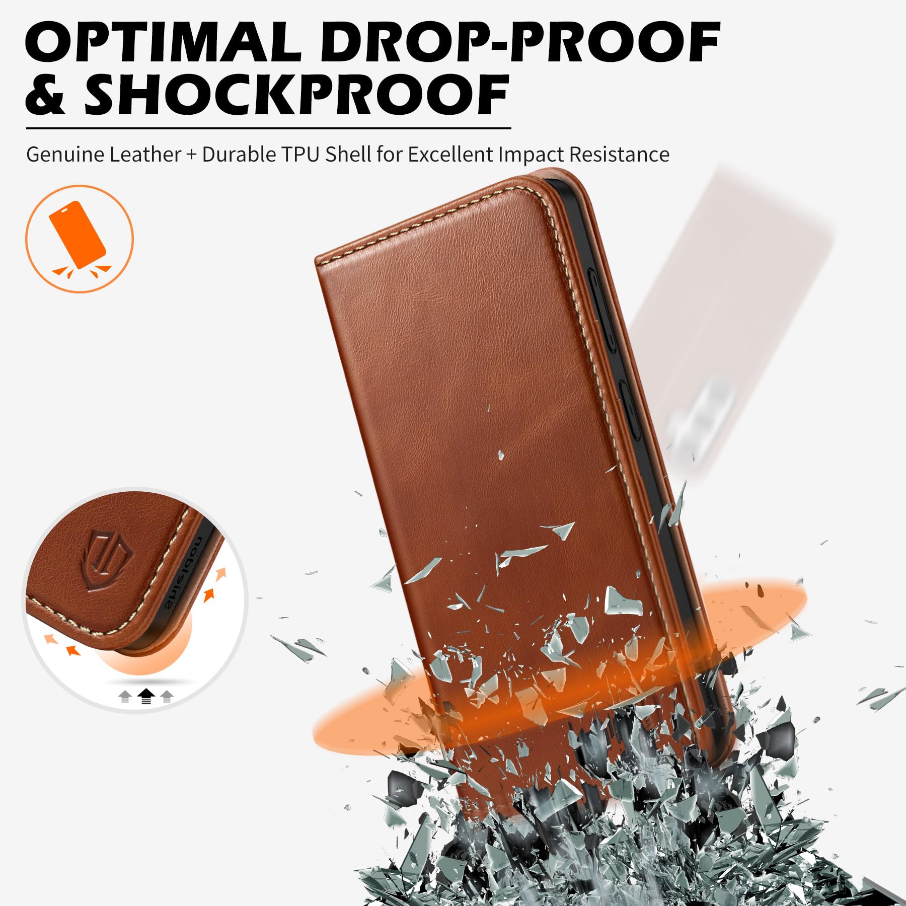SHIELDON Echtleder Hülle für Galaxy S26 6,3" 5G 2026, Retro Braun | Kartenfach, Ständer, Magnetverschluss, RFID Blocker, Stoßfeste TPU Case, Lederhülle, Handyhülle, Schutzhülle
