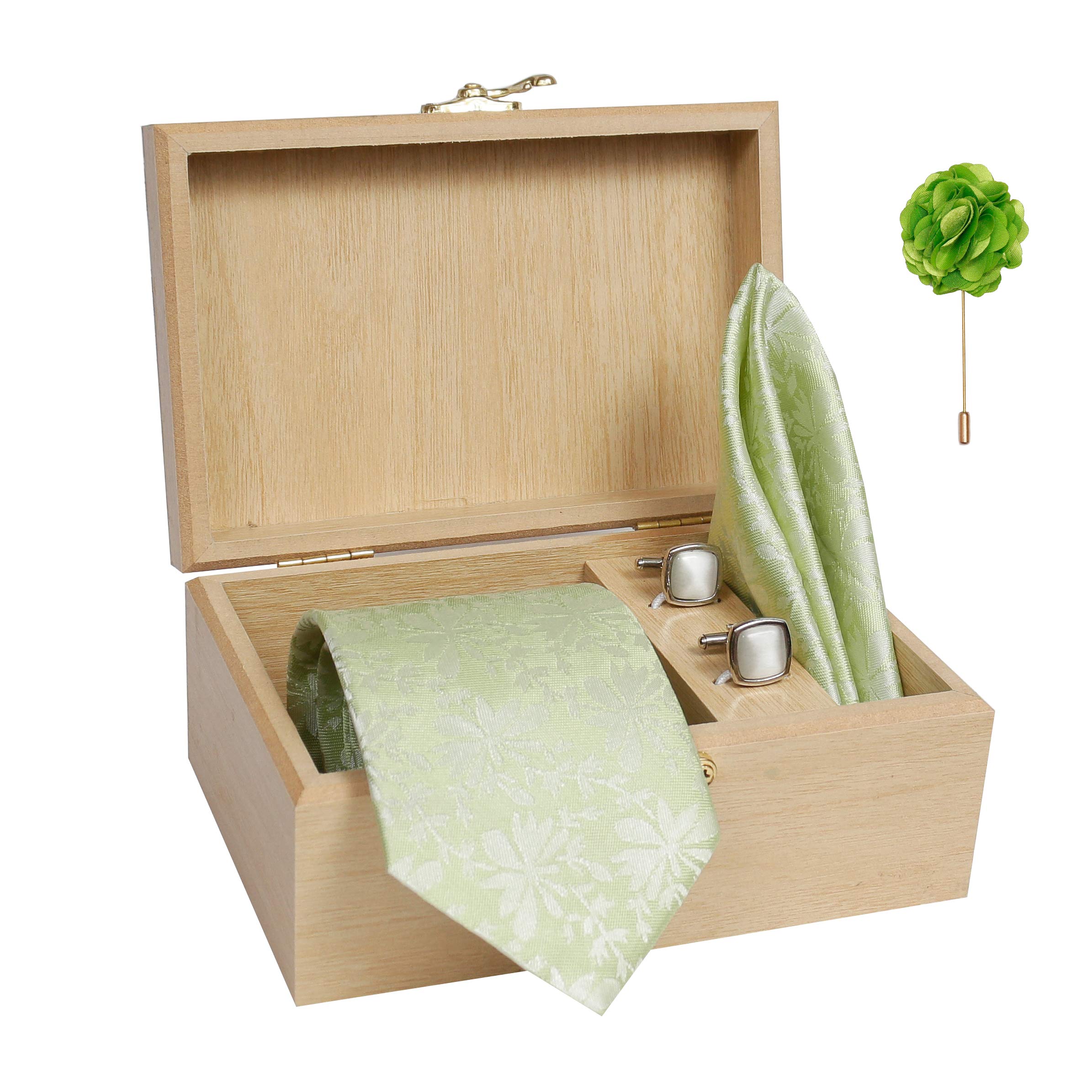 nu-LiteTie for Men – Floral Silk Neck Ties Set with Cufflinks Flower Pin, Pocket Square & Black Gift Box, Combo Necktie Sets for Office Wear, Formal Suits & Weddings (0, W-TIE-VAR)