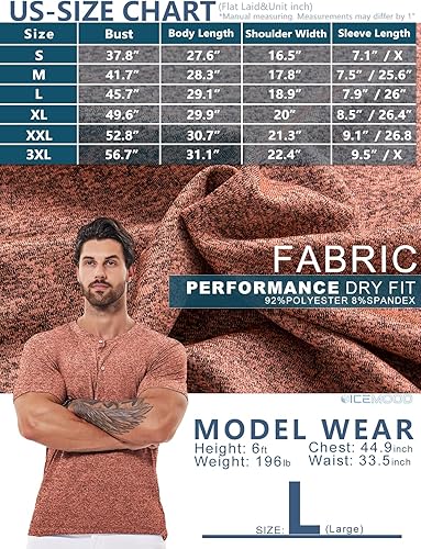 Miniatura 3 de Camiseta Henley para hombre, ajuste seco, 3 botones, ajustada, de secado rápido, para gimnasio, manga corta, ligera, casual, camiseta básica