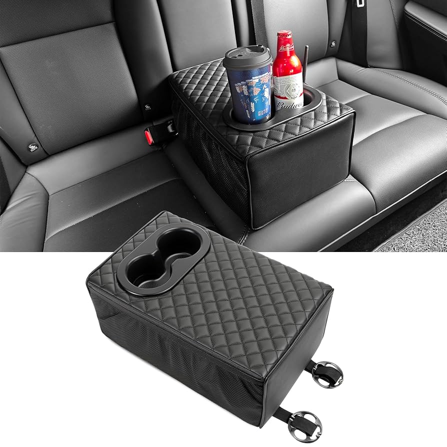 Car Armrest Storage Box Car Center Console Organizer With Cup Holder
