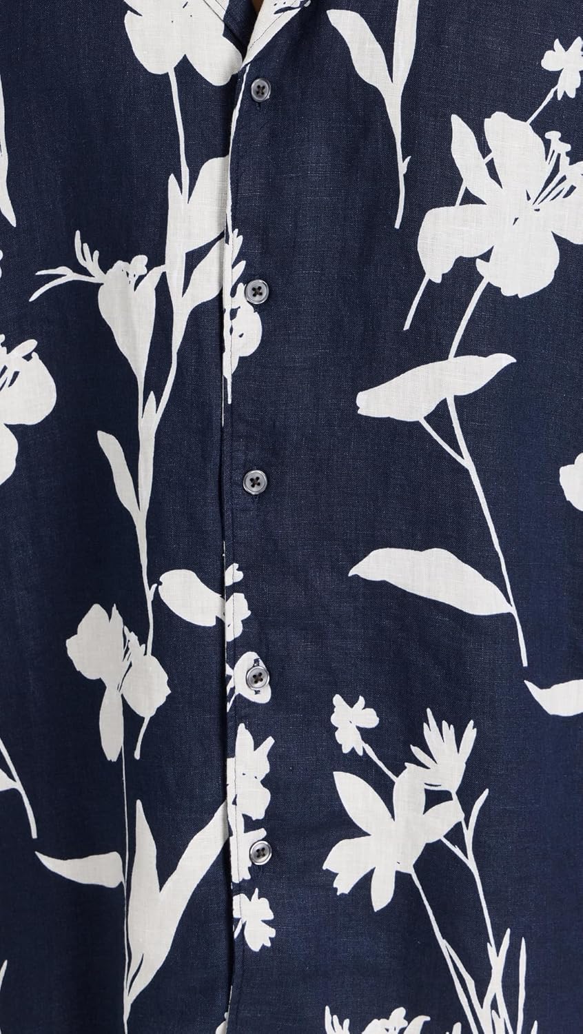 Club Monaco Men's Camp Collar Linen Floral Shirt - Image 6