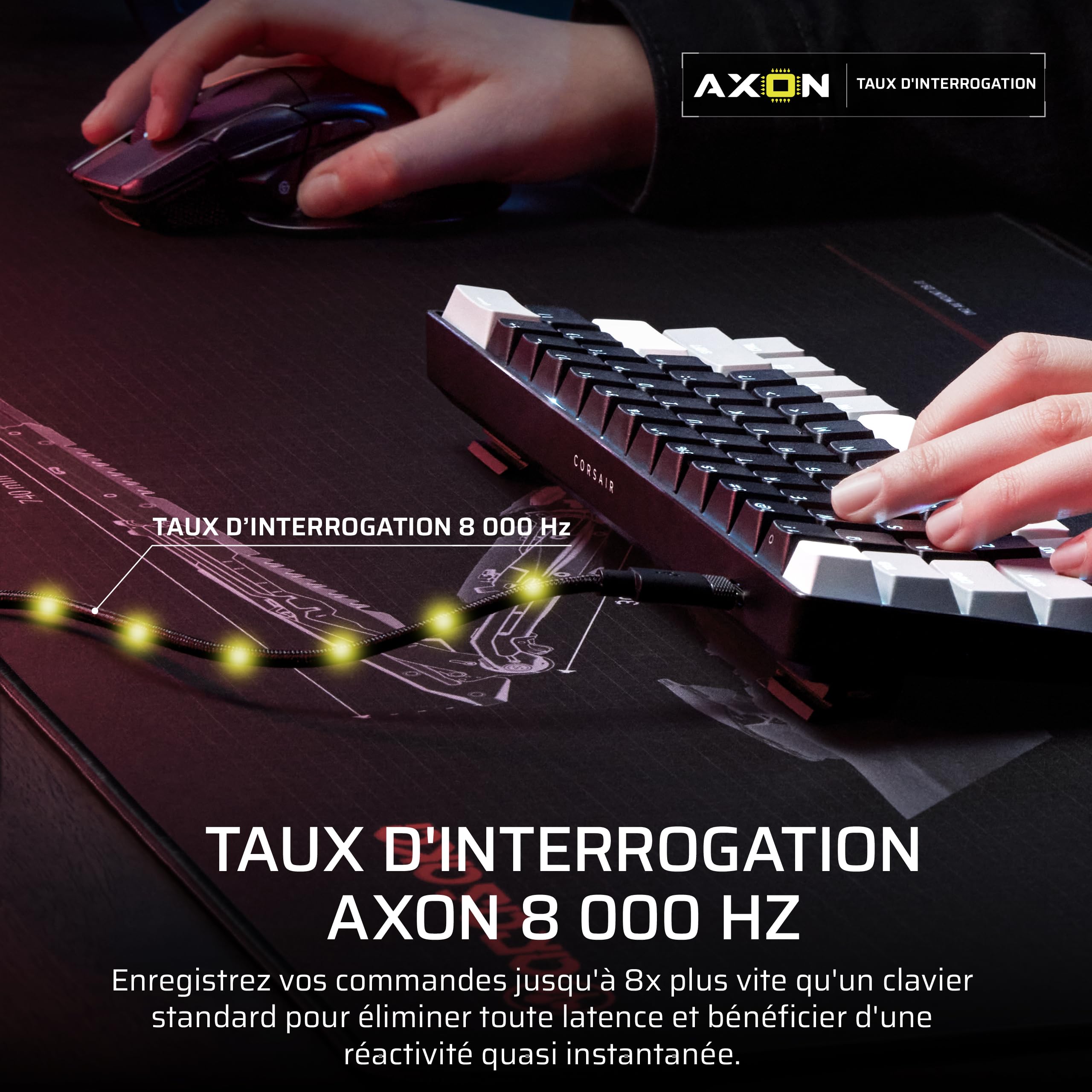 Corsair Clipper Pro Mini 60 Clavier Gaming FPS à Effet Hall – Noir | Disposition AZERTY FR, Rapid Trigger, SOCD, 8 000 Hz, Actionnement Réglable, IP57 Étanche, Filaire, RGB, Pour PC et Mac