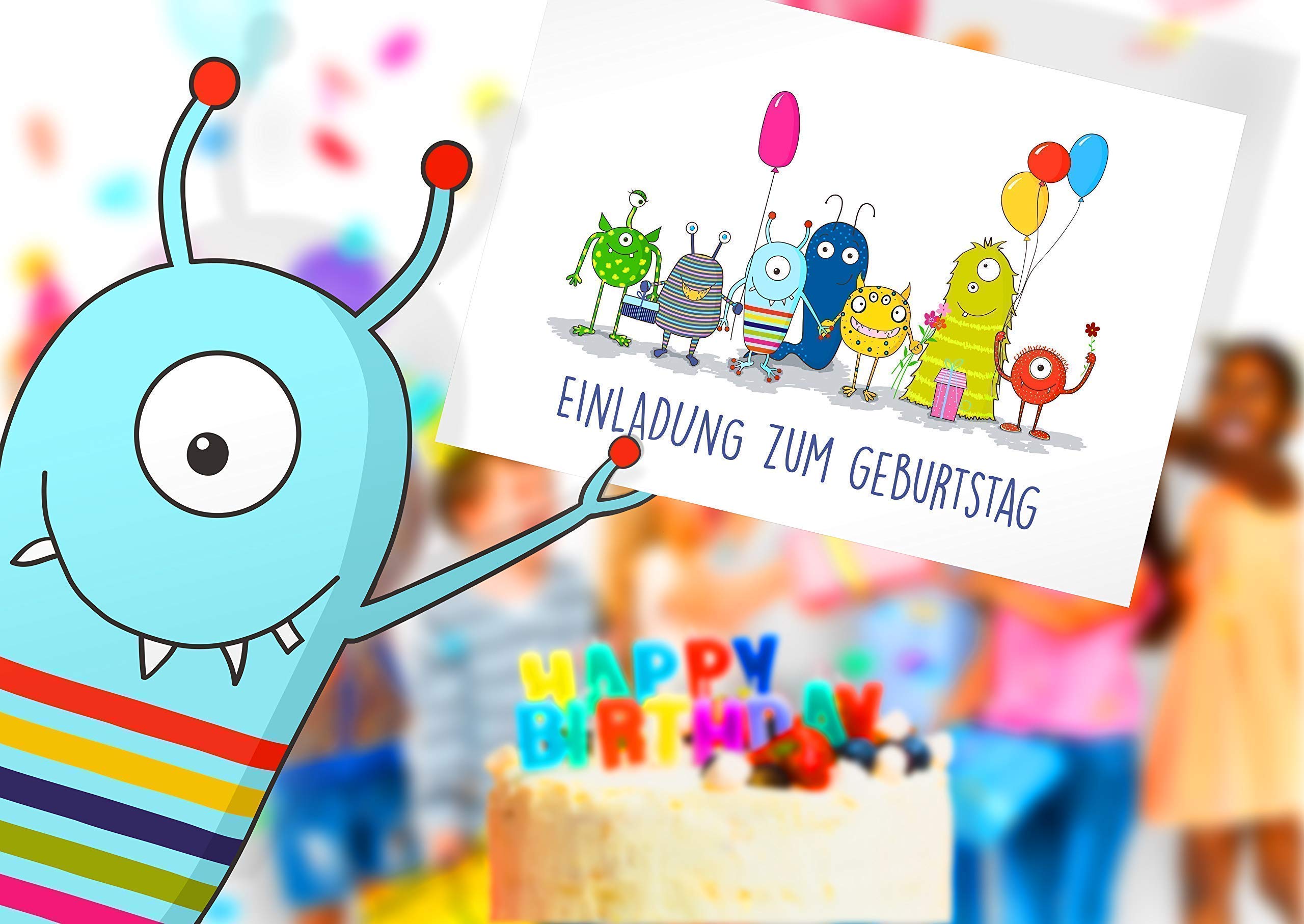 Einladungskarten Für Kindergeburtstag – 40 Stück Mit Umschlägen, A6 Format, Einfarbig & Vielseitig