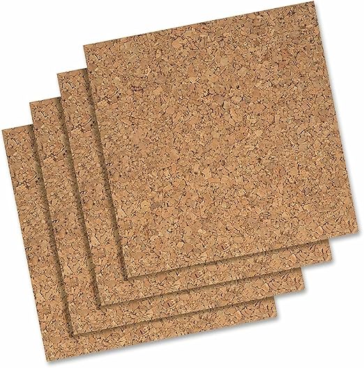Quartet Cork Tiles, Cork Board, 12" x 12", Corkboard, Wall Bulletin Boards, Natural, 4 count (Pack of 1)