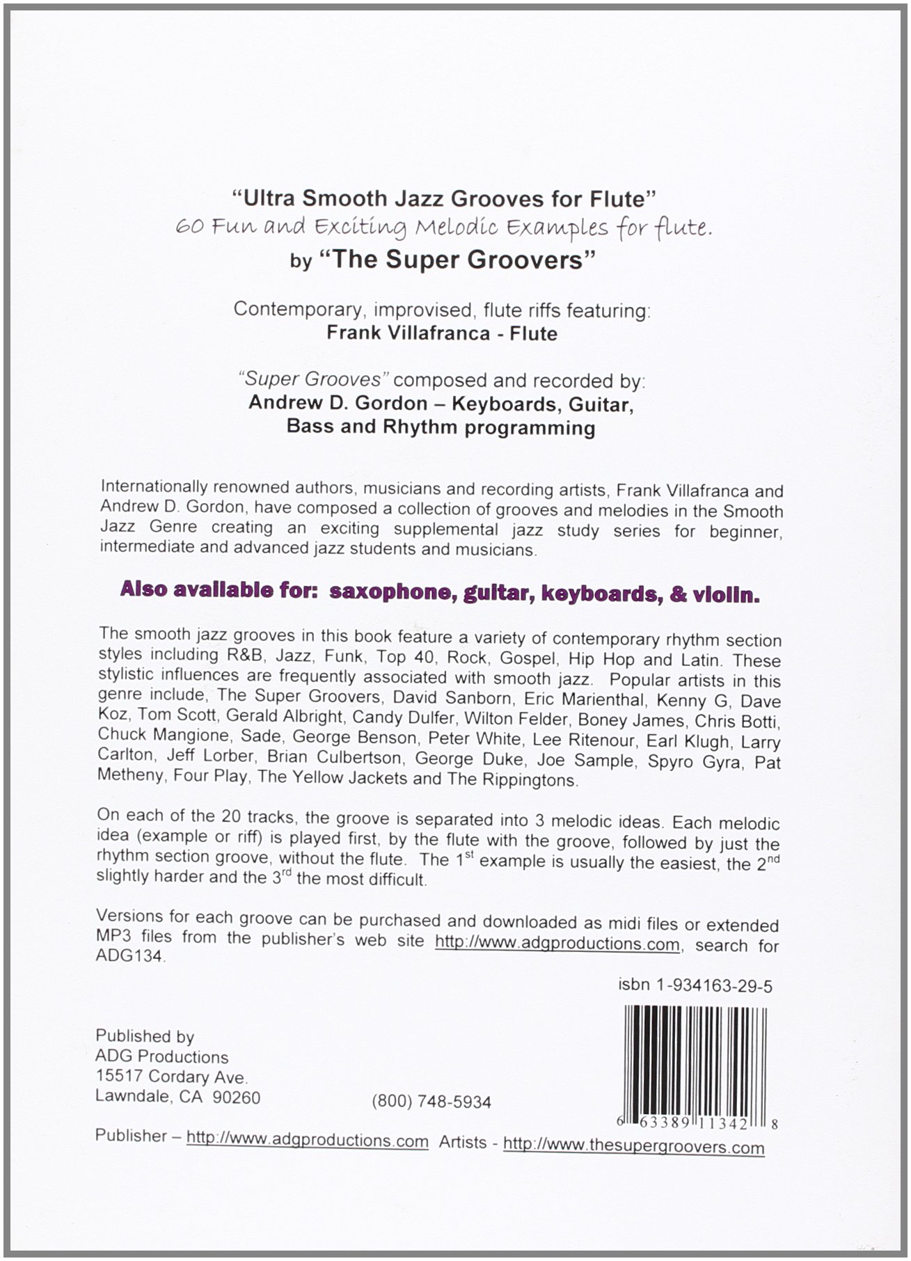 Ultra Smooth Jazz Grooves For Flute + CD