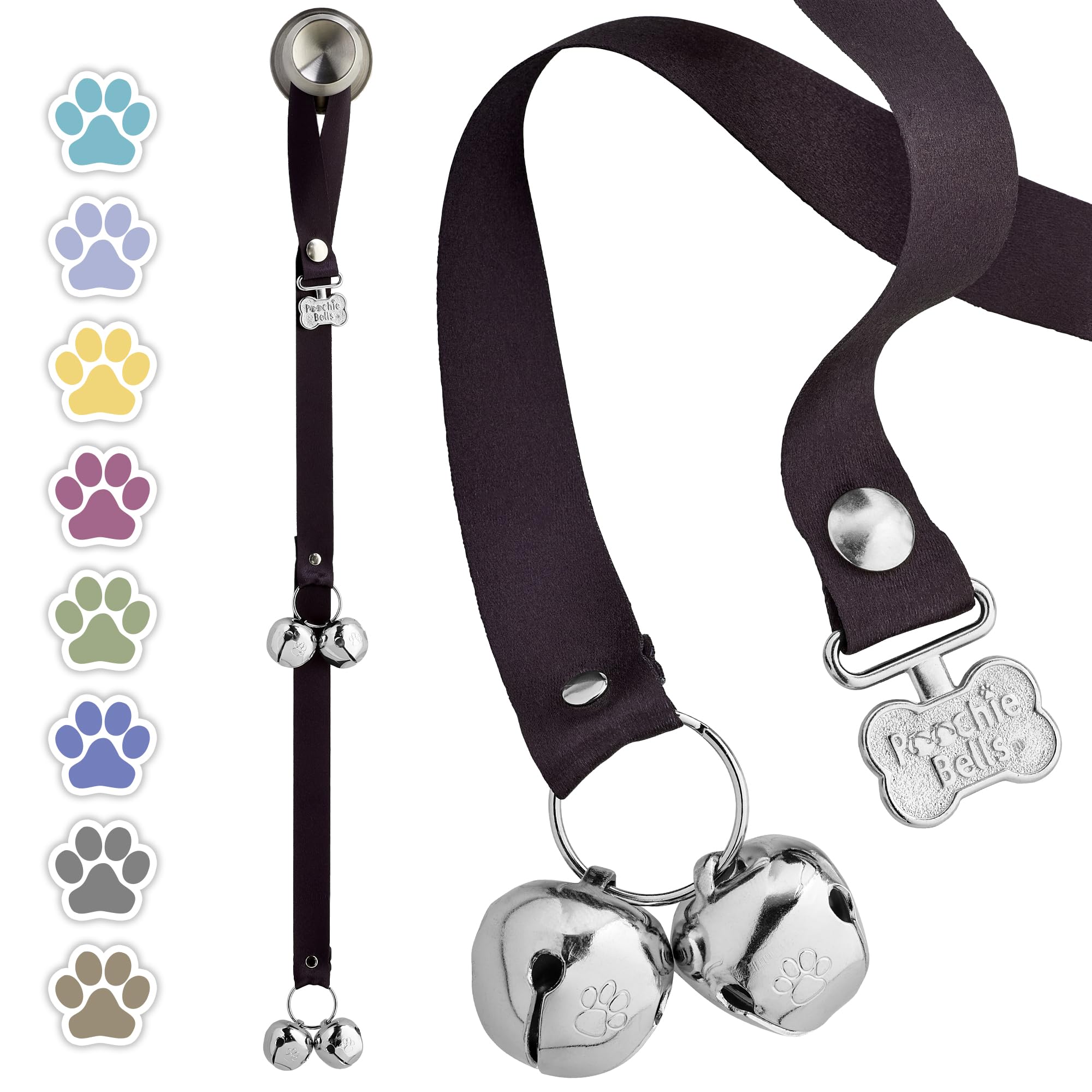 PoochieBells Dog Door Bells for Potty Training, Quick & Easy Puppy Potty Training Method Included, Handcrafted in USA with Loud, Paw-Safe Bells,