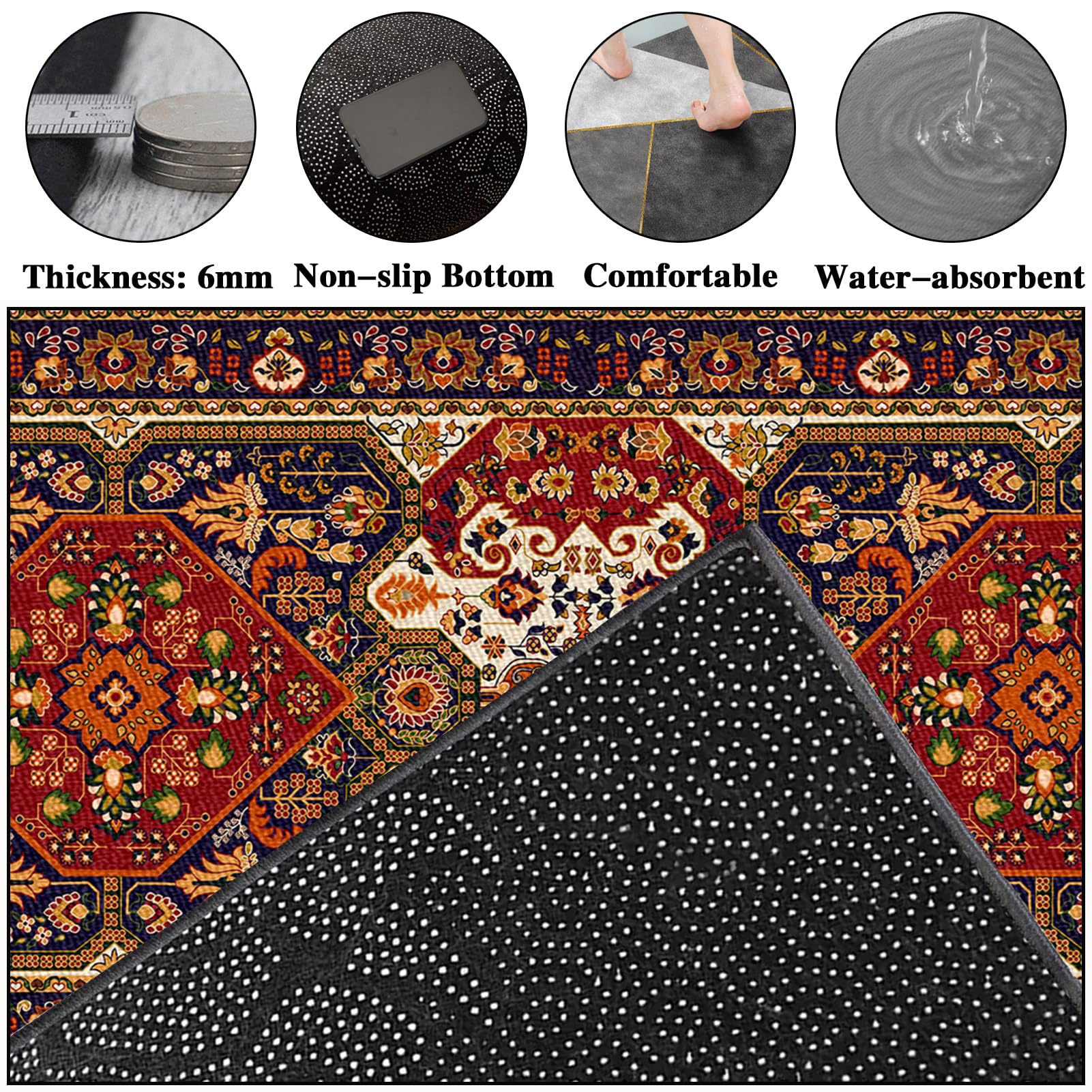 Tapis de Passage Long Tapis de Couloir Antidérapant 60 x 400 cm Tapis de Cuisine Lavable en Machine Tapis d Entree Interieur Tapis Salle de Bain Tapis Couloir Long Moderne pour Cuisine Salon Bureau